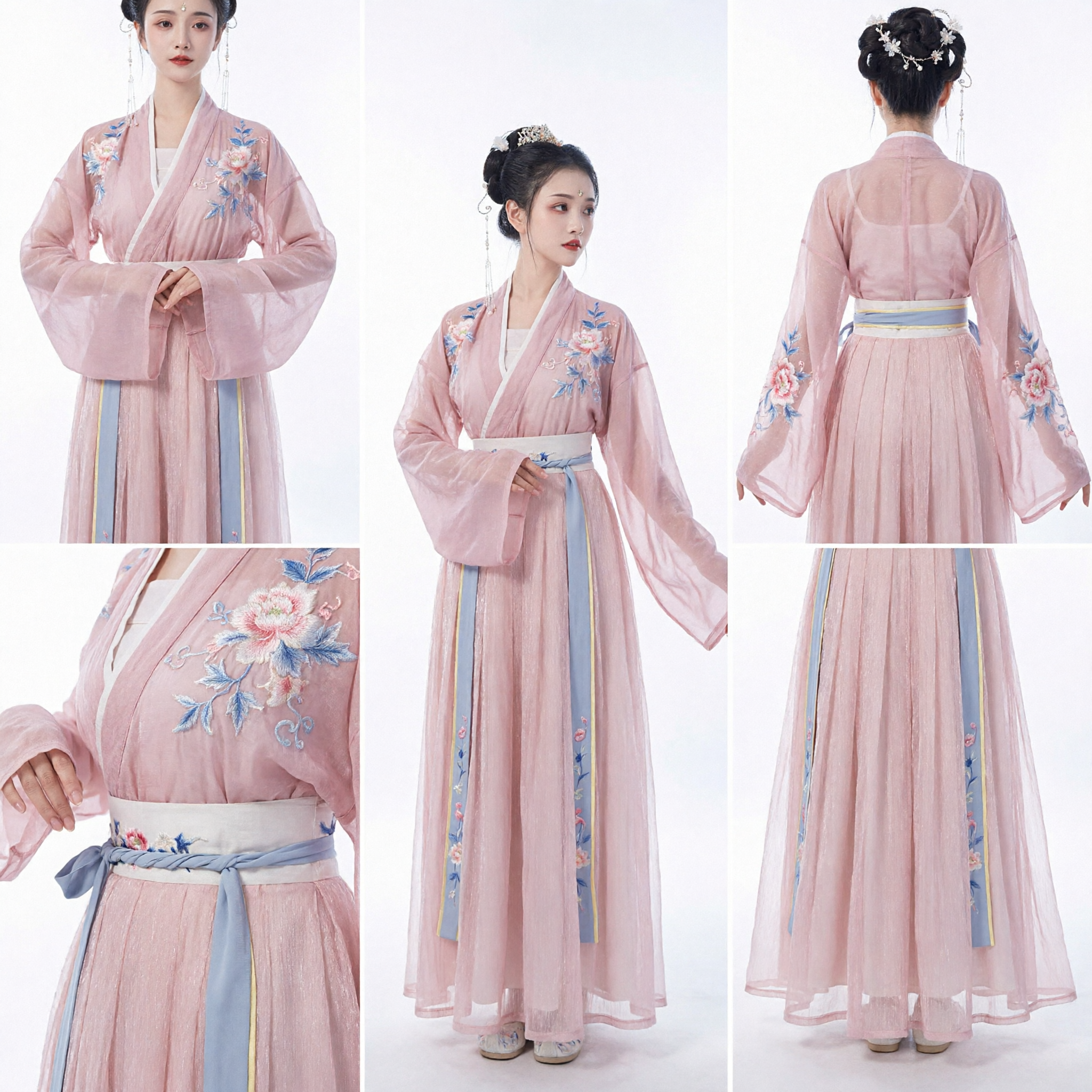Elegant Pink Chinese Hanfu Traditional Ancient Costume Embroidered Fairy Dress for Women Cosplay - Asian Costume