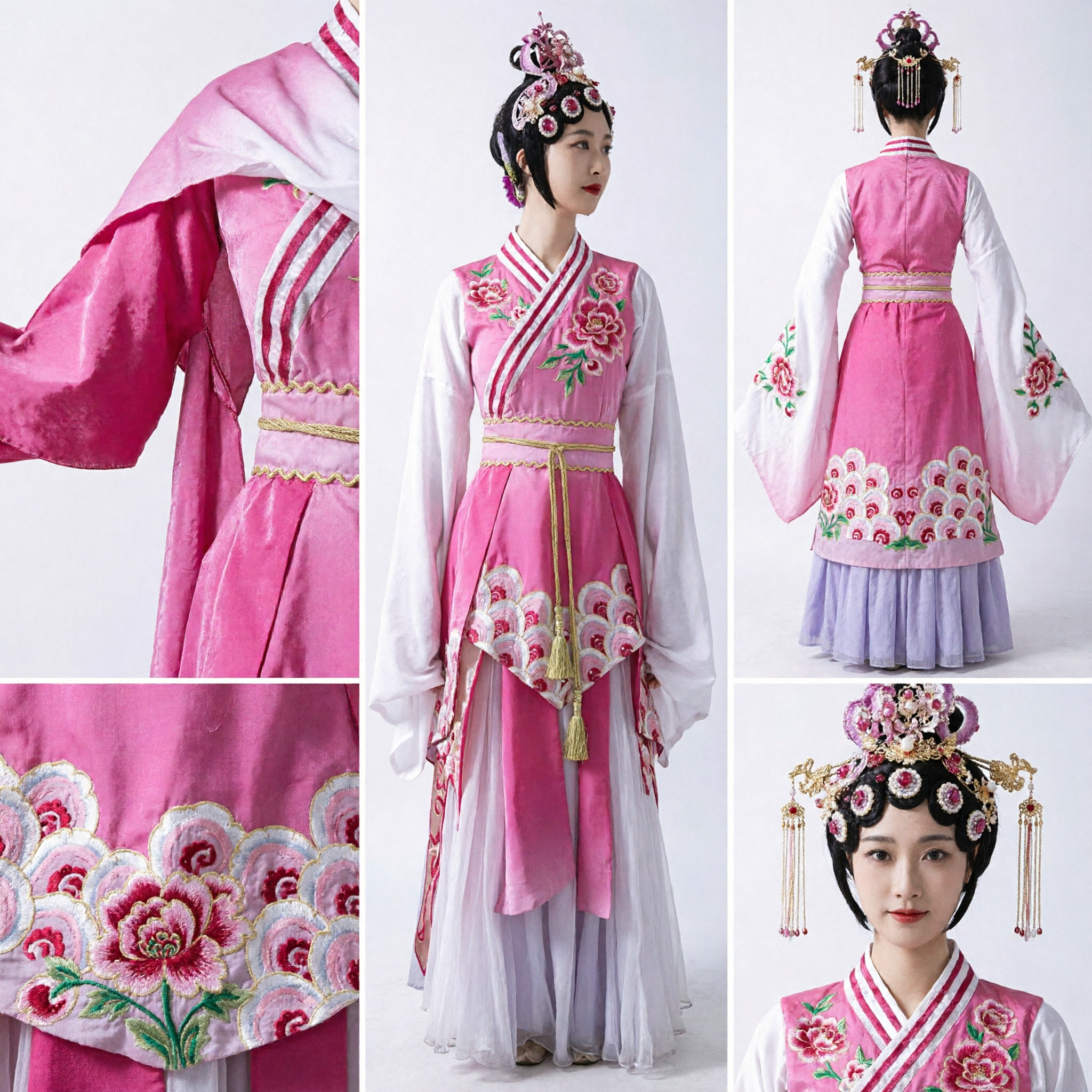 Costume Tradizionale dell'Opera di Pechino Cinese Abito Rosa con Maniche ad Acqua Tenuta per Spettacoli di Danza Antica per Donne - Asian Costume