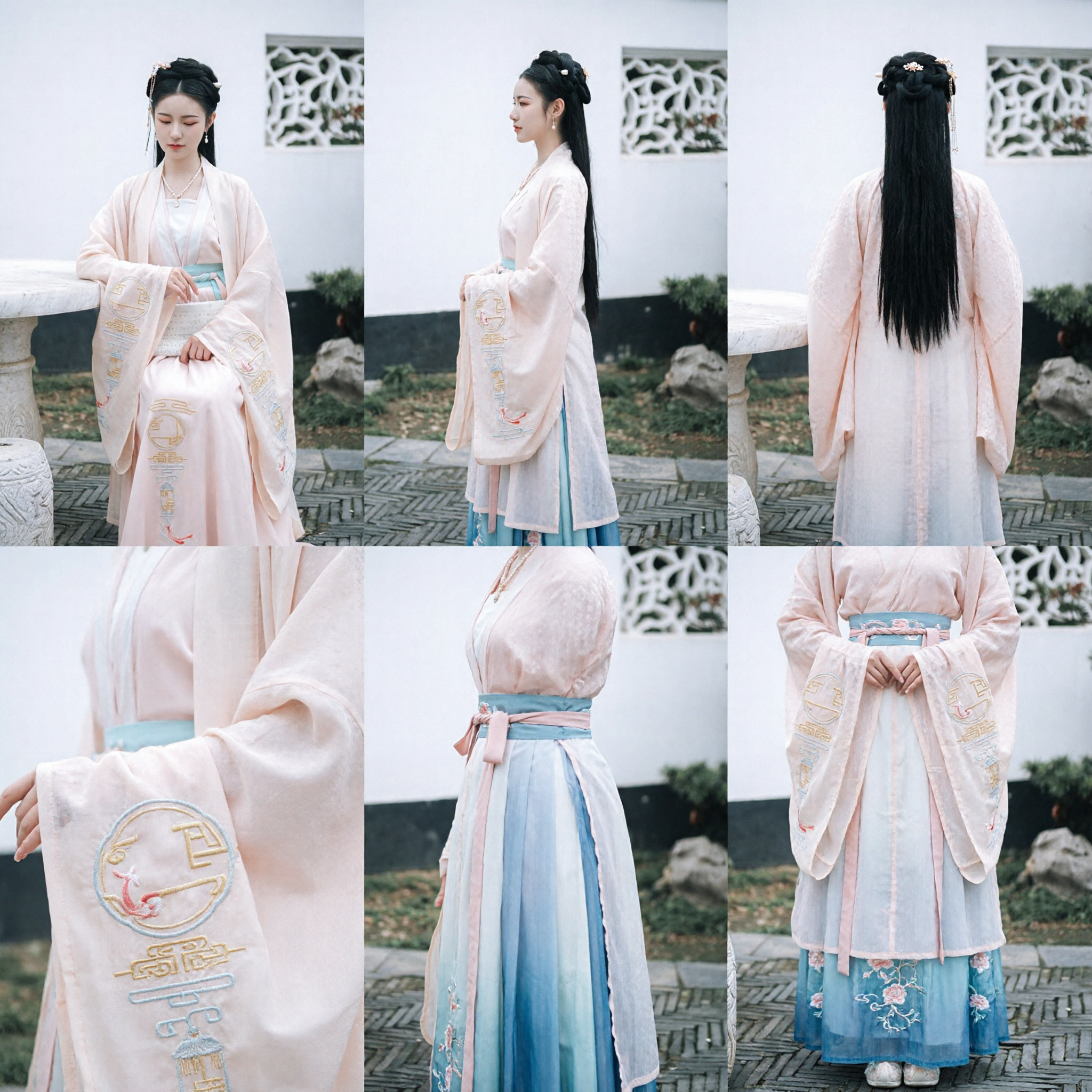 Elegante Vestido Hanfu Tradicional Chino Rosa Conjunto de Falda Bordada Traje Antiguo para Fotografía y Cosplay de Mujeres - Asian Costume