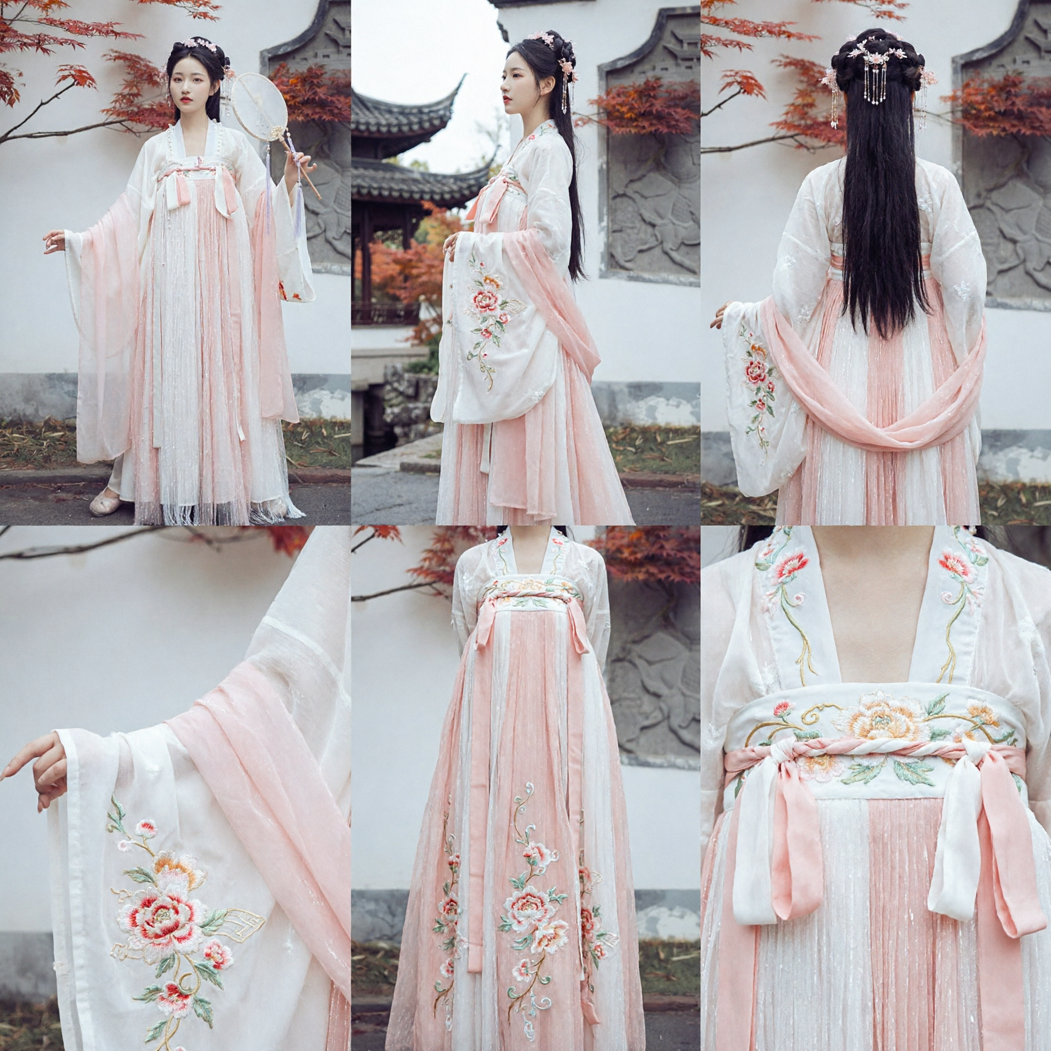 Traditioneel Chinees Hanfu-jurk Tang-dynastie oud kostuum roze witte fee-outfit voor vrouwen - Asian Costume