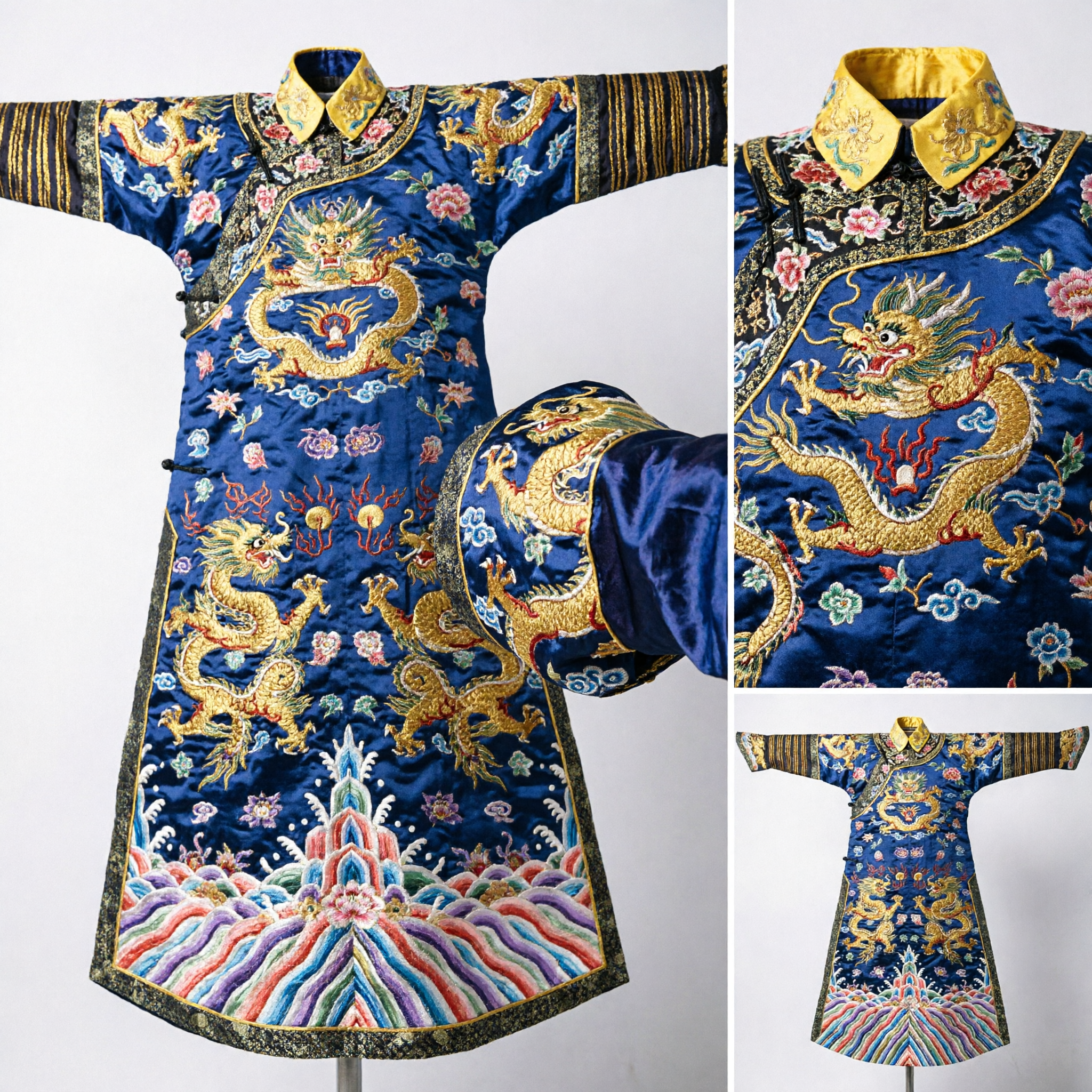 Veste Imperiale Antica Cinese con Drago Tradizionale Costume da Imperatore della Dinastia Qing per Uomini Spettacolo Storico - Asian Costume