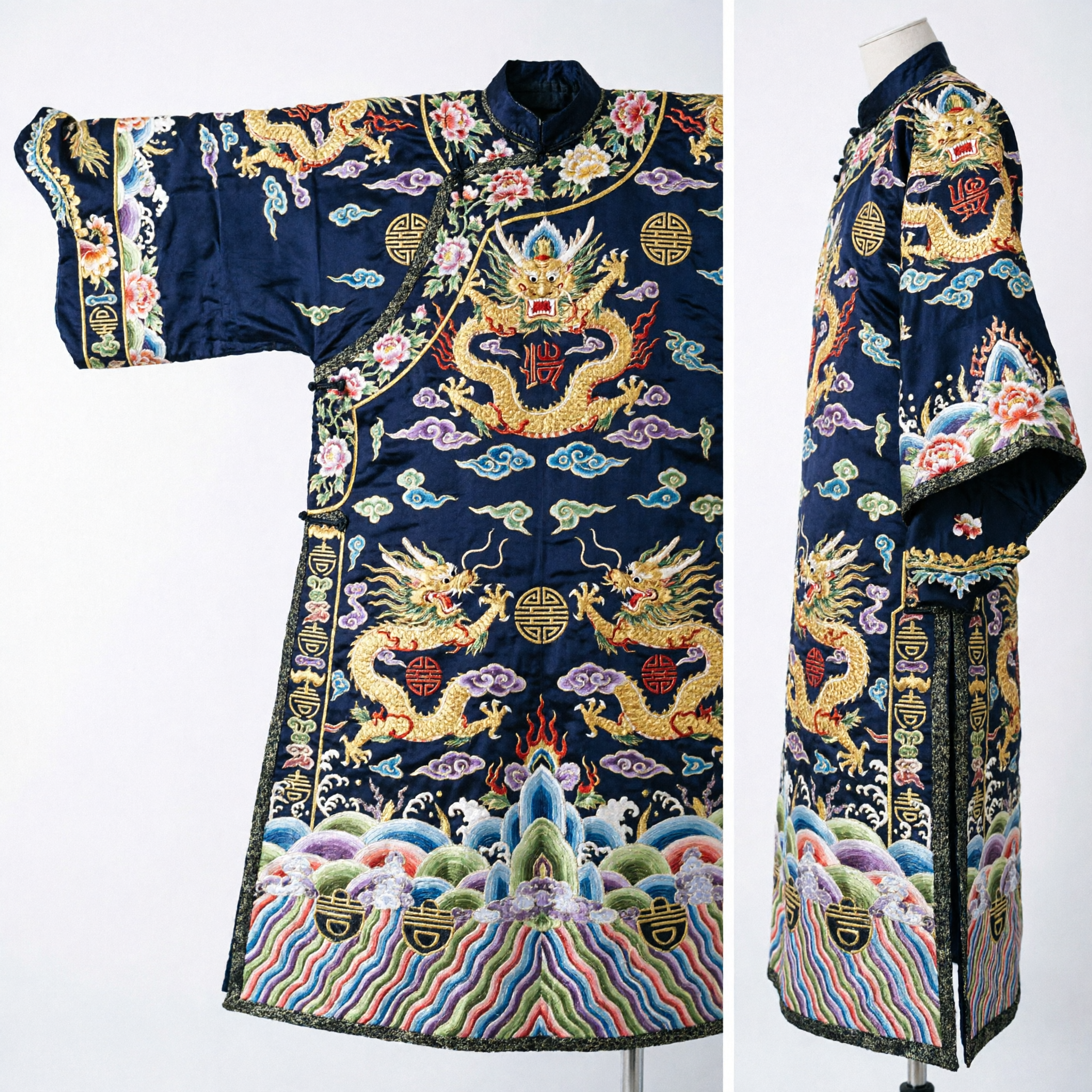 Gilet traditionnel chinois de la dynastie Qing brodé de dragons, gilet en soie pour hommes, costume pour performance - Asian Costume