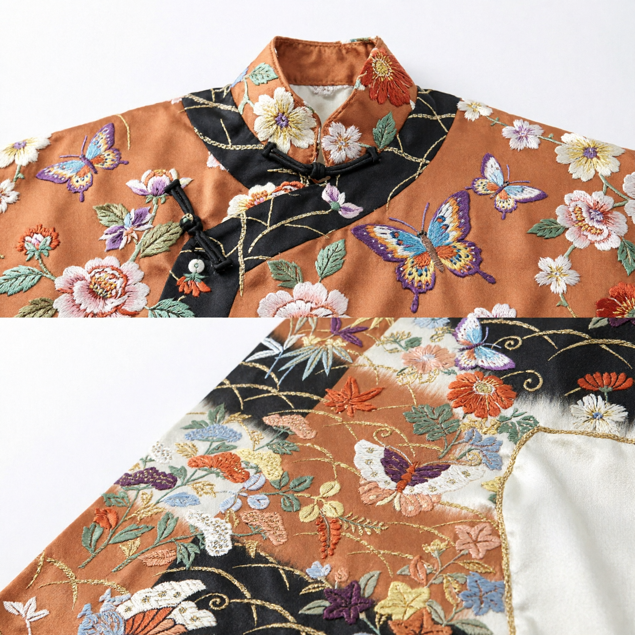 Traditionele Japanse zijden Kimono-obi sjerp met vlinder- en herfstbloempatroon voor vrouwen formele kleding - Asian Costume