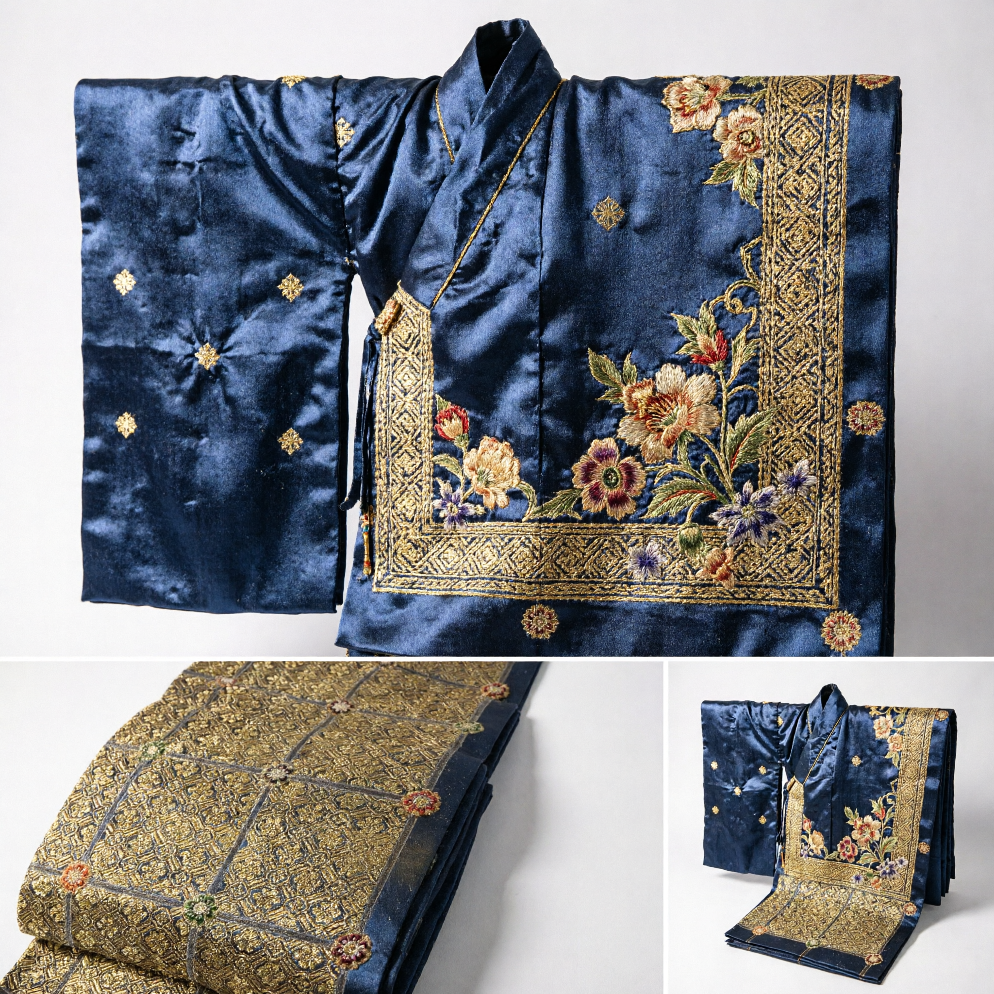 アジア伝統 黒金絹ブロケード生地 漢服・チャイナドレス衣装作り材料 - Asian Costume