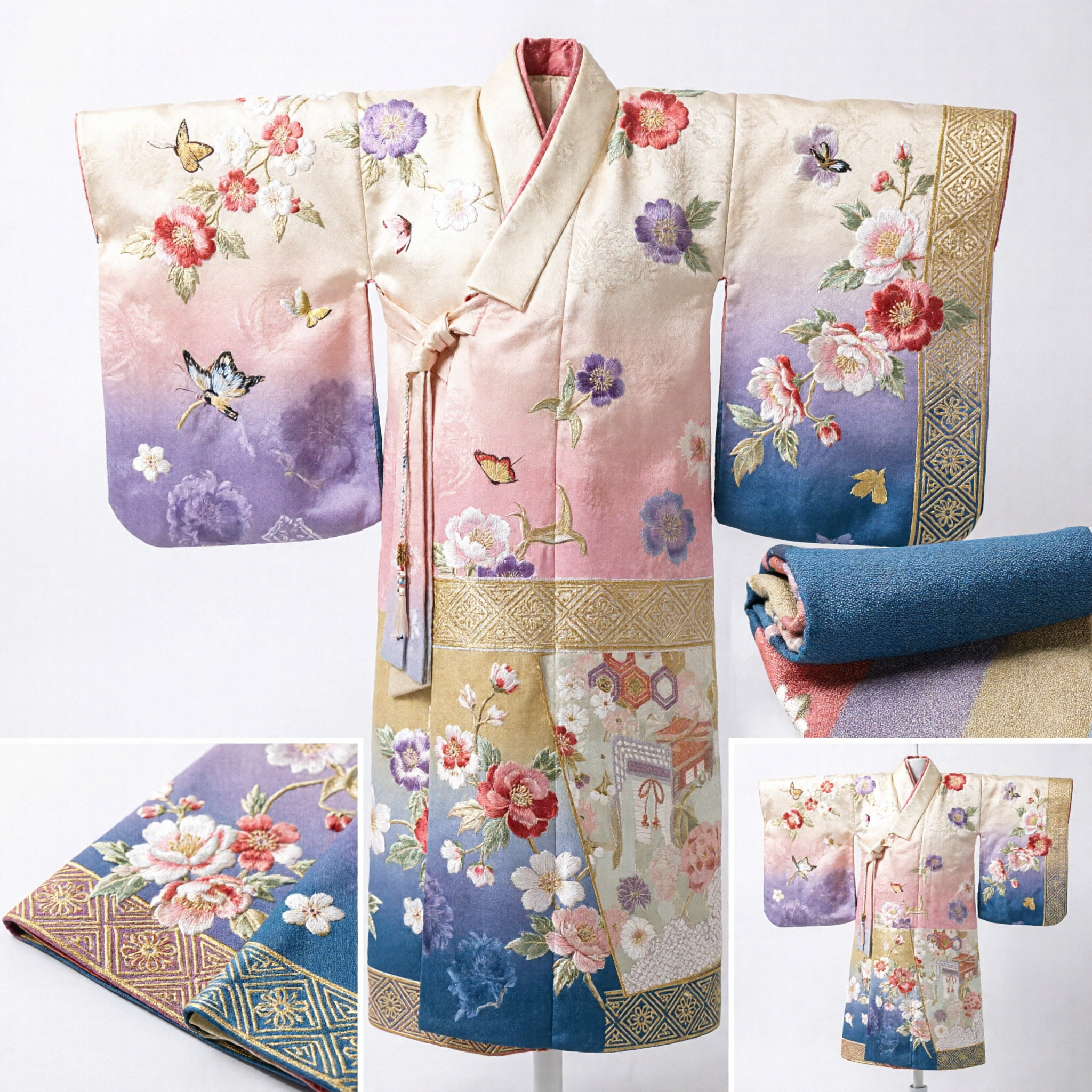Obi per Kimono tradizionale giapponese in seta broccata con design floreale a ventaglio, accessorio formale per donne - Asian Costume
