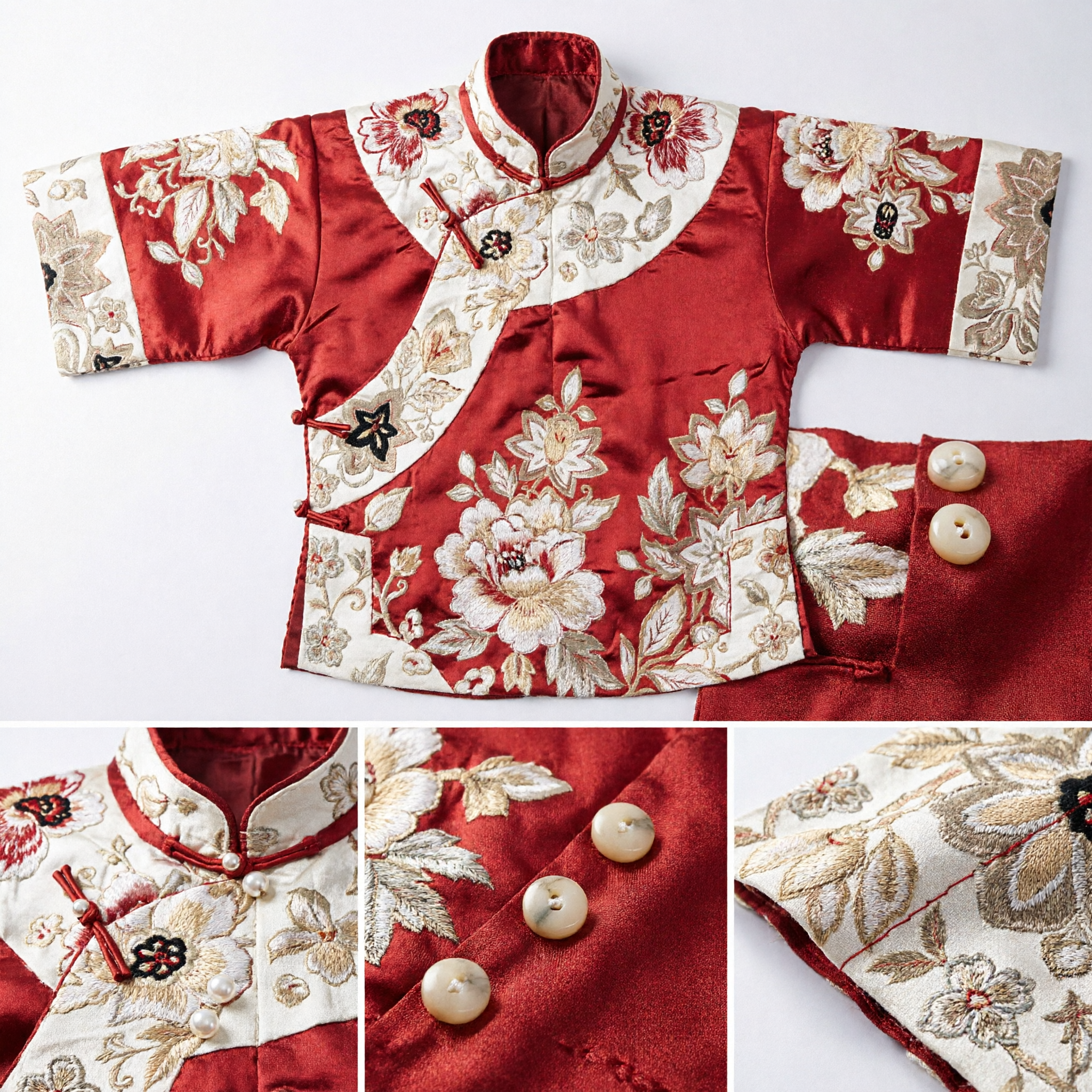 Tecido Brocado Floral Laranja Tradicional Chinês Material de Seda para Faixa de Traje Hanfu e Costura DIY - Asian Costume