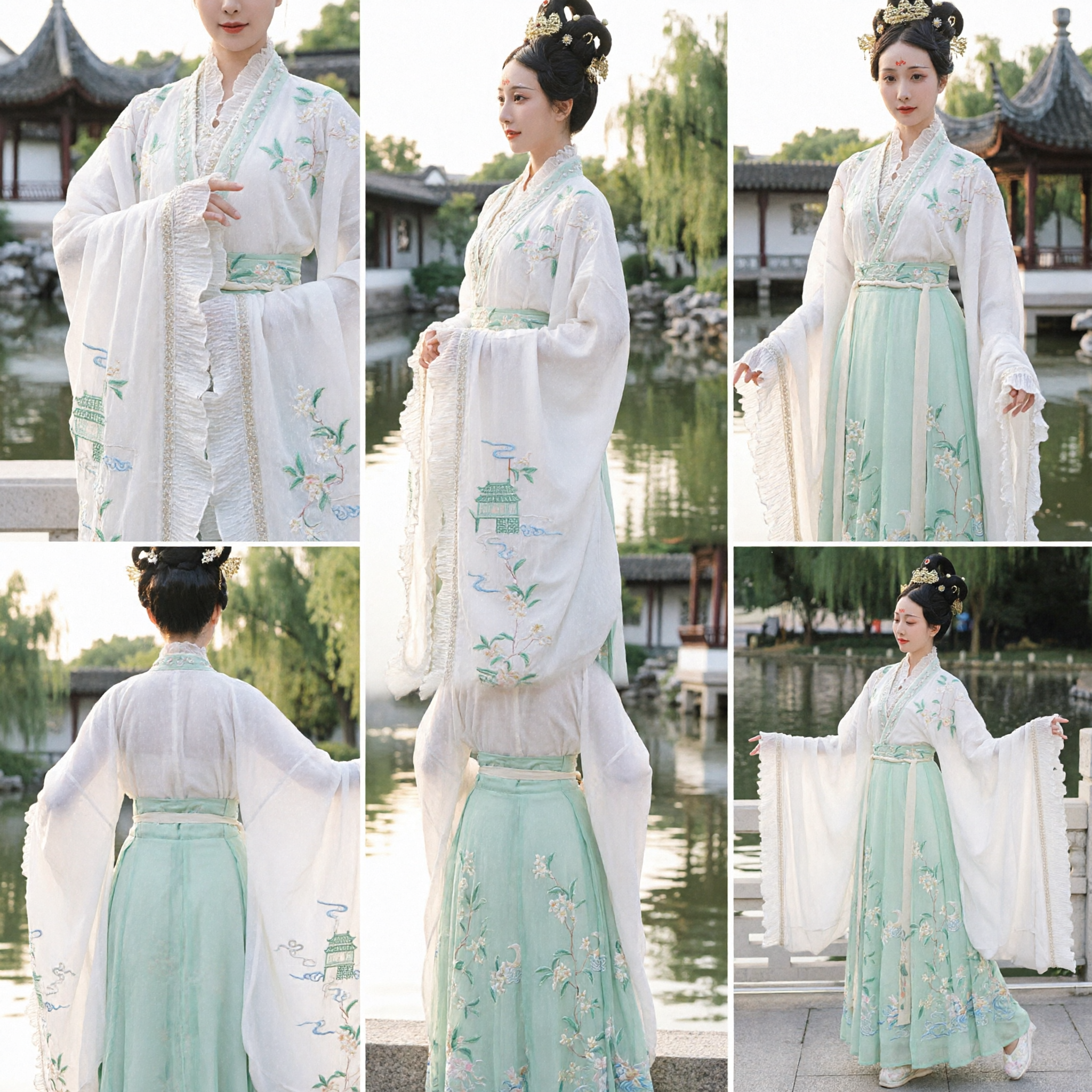 Traditionelles chinesisches Hanfu-Kleid, antiker Song-Dynastie-Stil, besticktes Kostüm mit weiten Ärmeln für Damen - Asian Costume