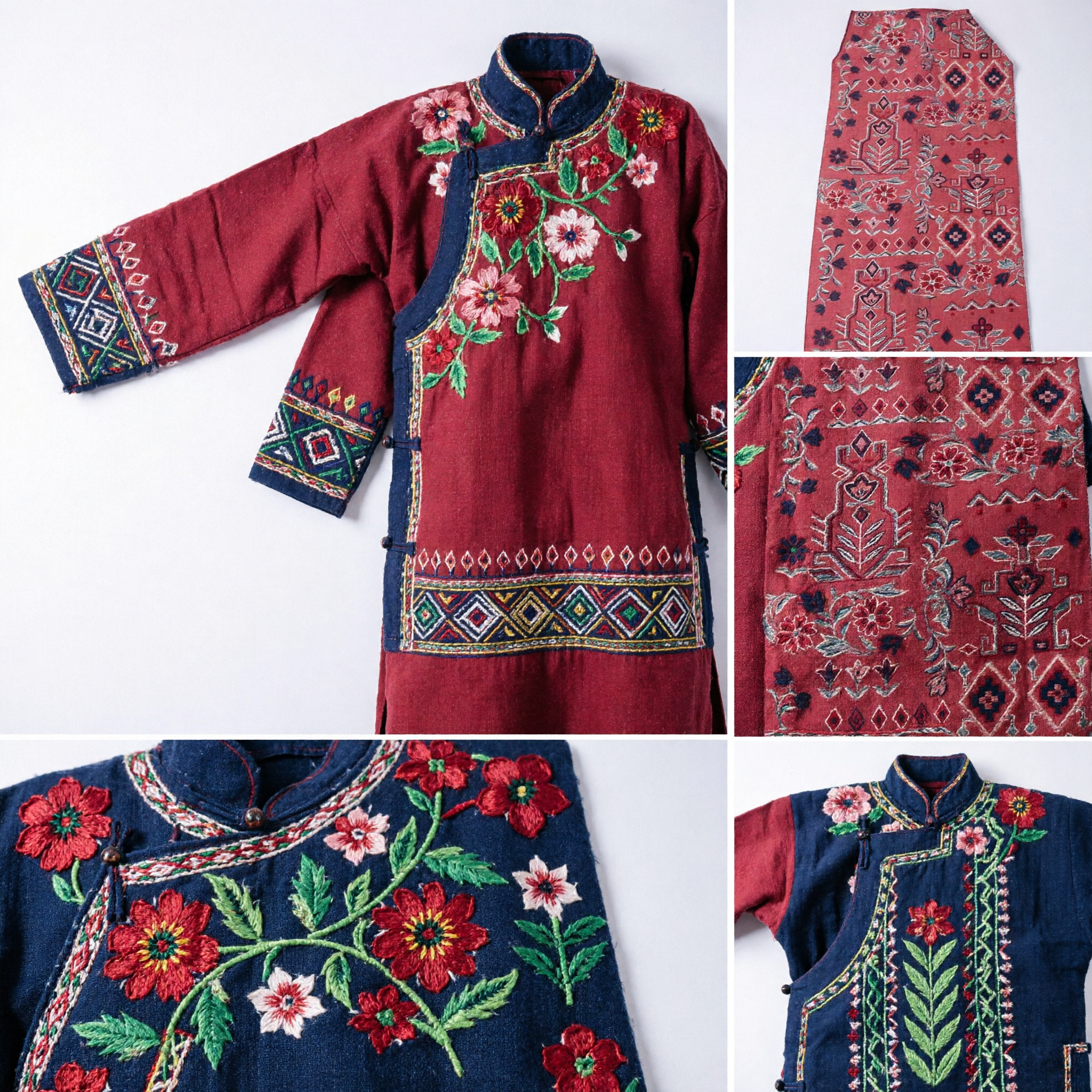 Ceinture en tissu rouge à motifs floraux traditionnelle chinoise pour accessoires de costume Hanfu et spectacle de danse folklorique - Asian Costume