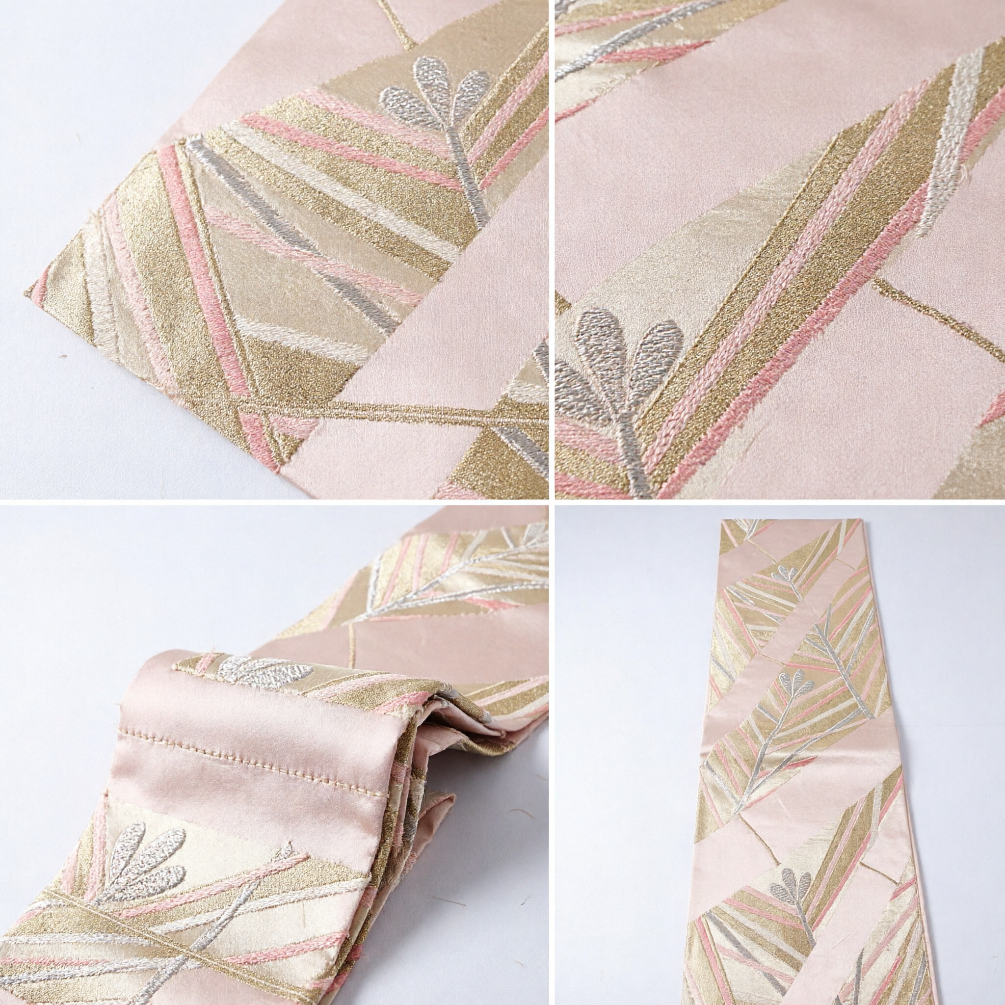 Cintura Obi Kimono Giapponese Tradizionale in Broccato Rosa e Oro per Eventi Formali Donna e Cerimonia del Tè - Asian Costume