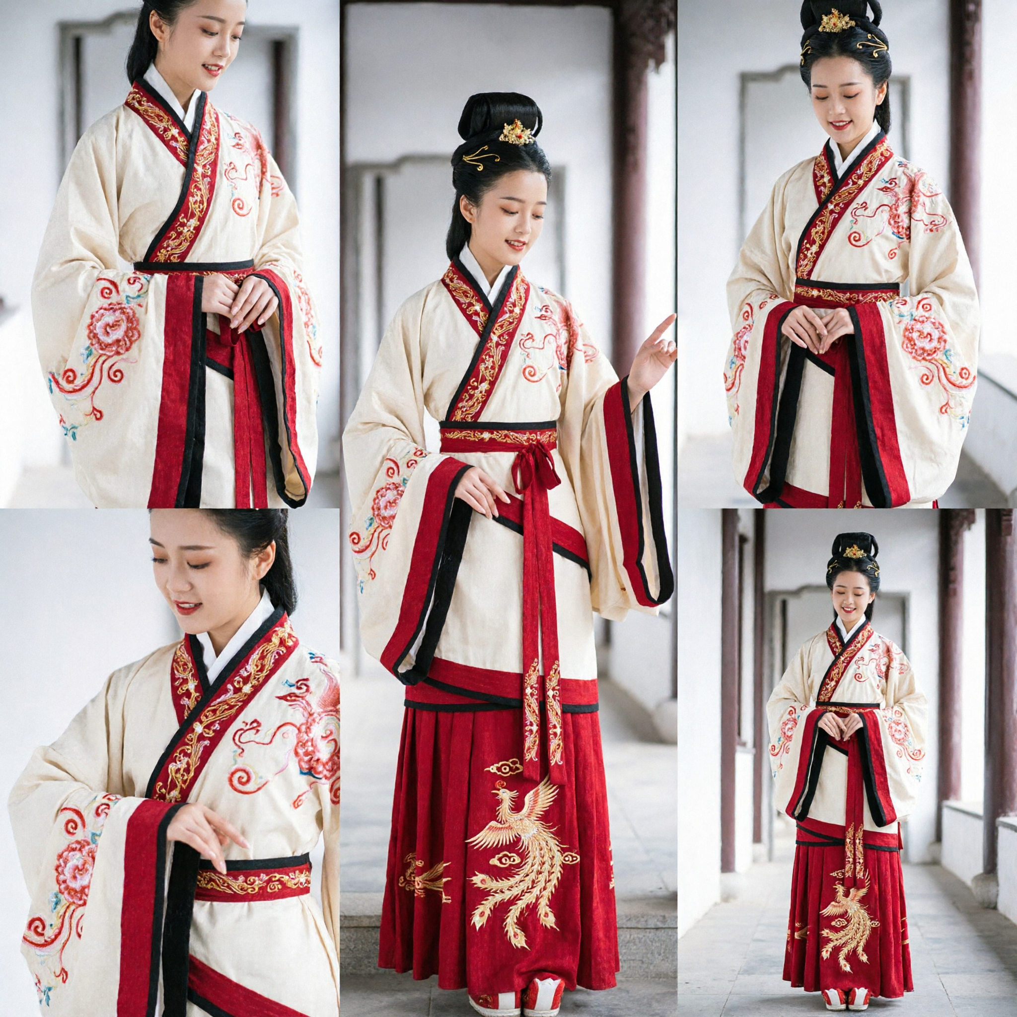 Traje Hanfu Chino Tradicional de Dama Noble de la Dinastía Han Antigua, Elegante Conjunto de Vestido Rojo Bordado para Mujer - Asian Costume