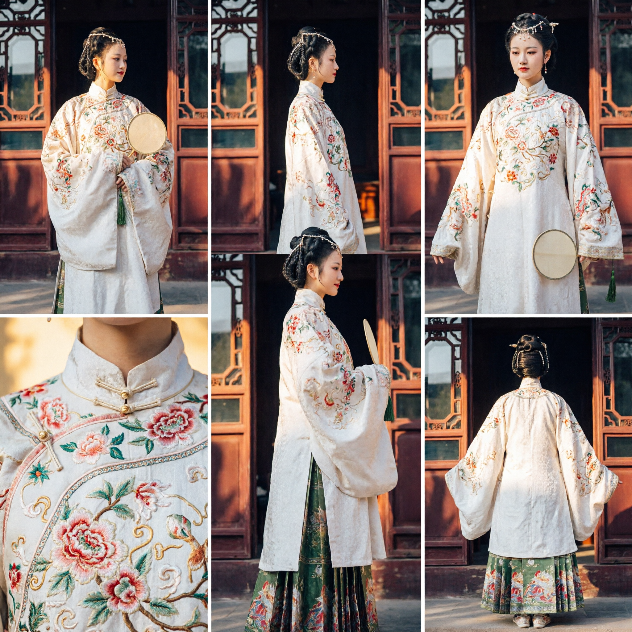 Costume Hanfu dell'antica dinastia Ming cinese per donne, elegante top ricamato e gonna verde per fotografia - Asian Costume
