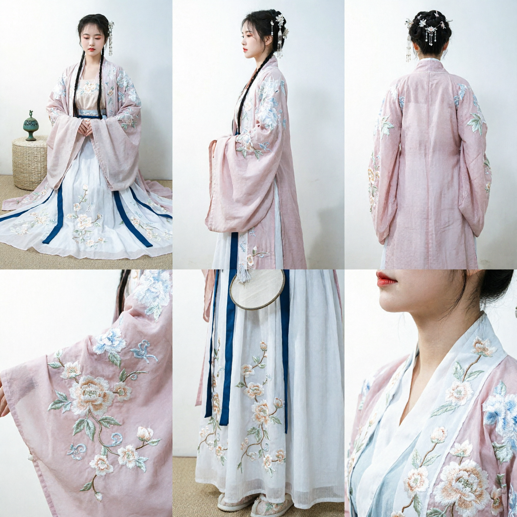 Traditionelles chinesisches Hanfu, antikes Prinzessinnenkostüm, besticktes rosa-weißes Feenkleid für Frauen - Asian Costume