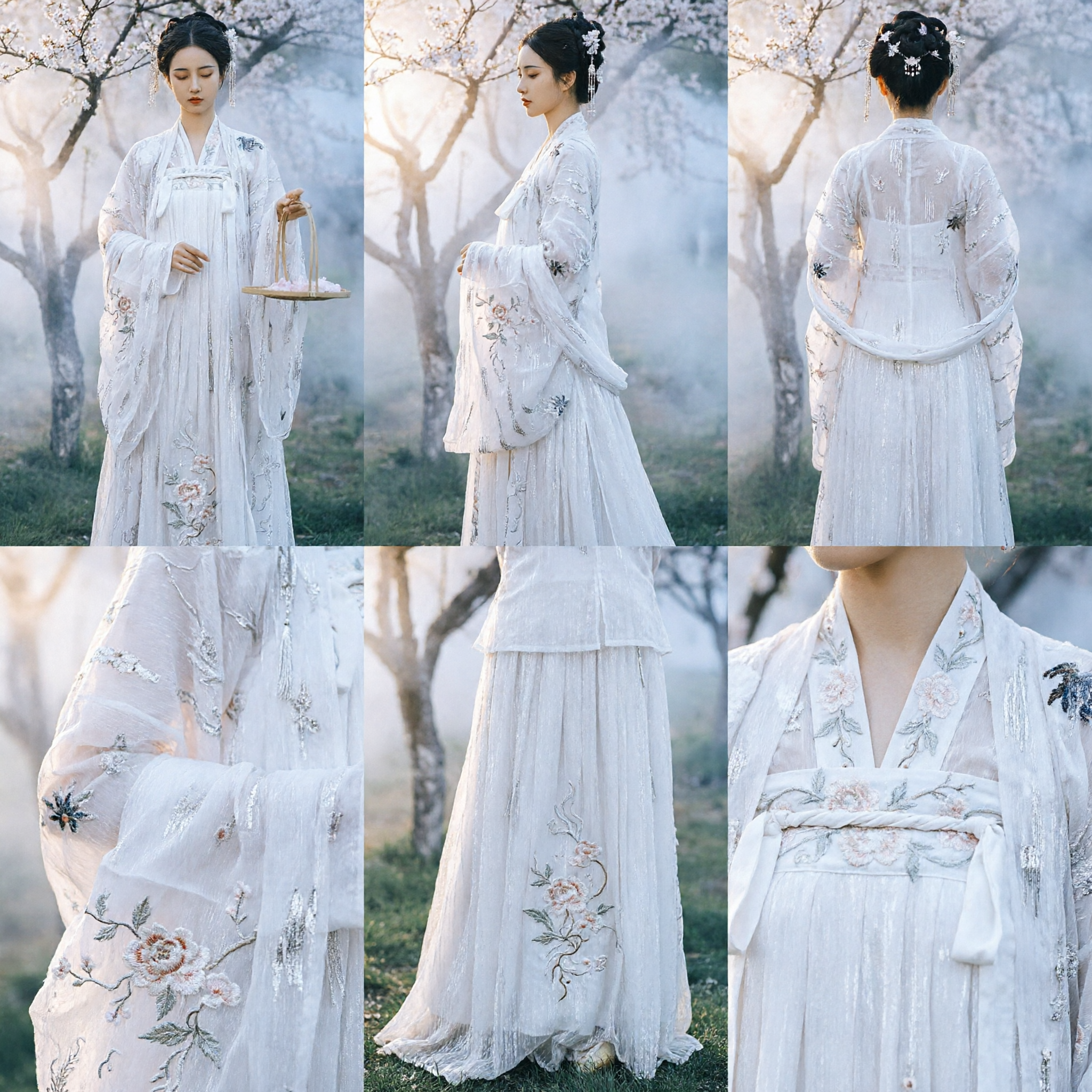 Hanfu Tradicional Chino Blanco Vestido Antiguo de Hada Bordado para Mujer Cosplay y Actuación - Asian Costume