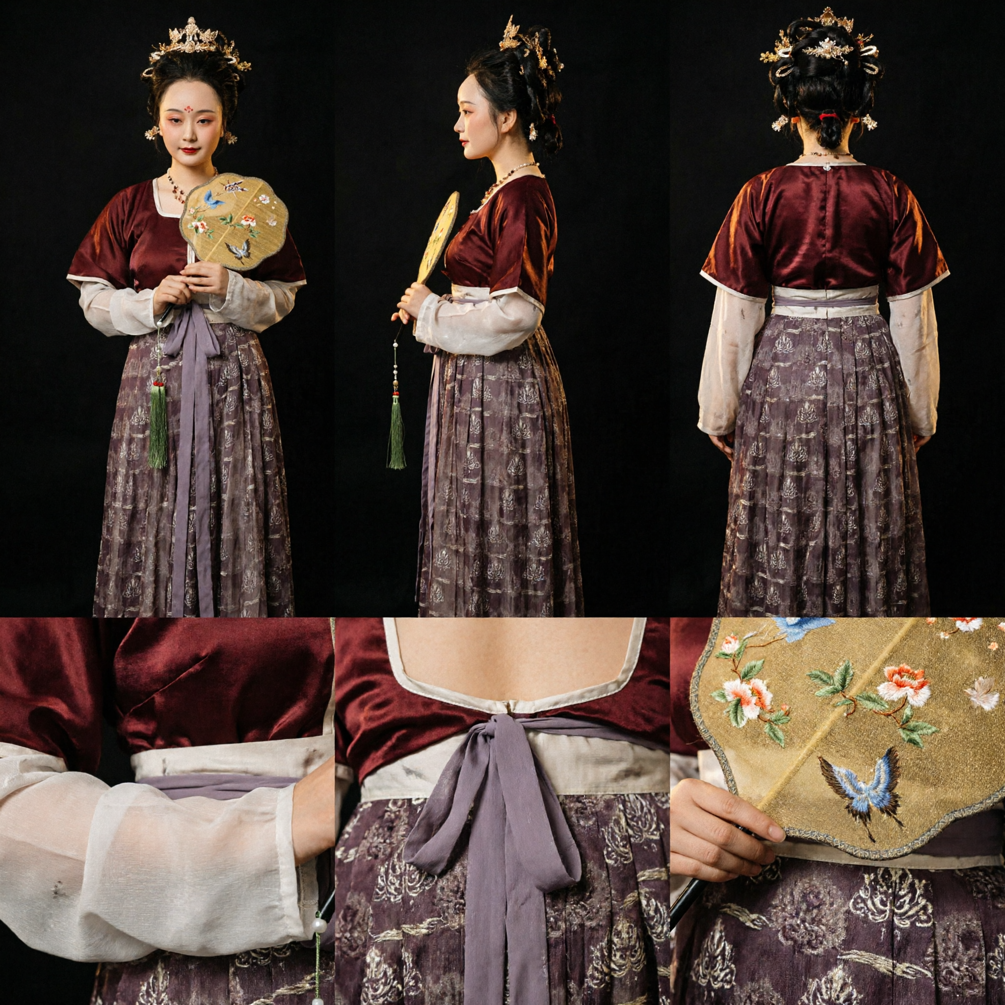 Costume Principessa Antica Dinastia Tang Hanfu Tradizionale Cinese Set Completo con Ventaglio e Fermacapelli per Donne - Asian Costume