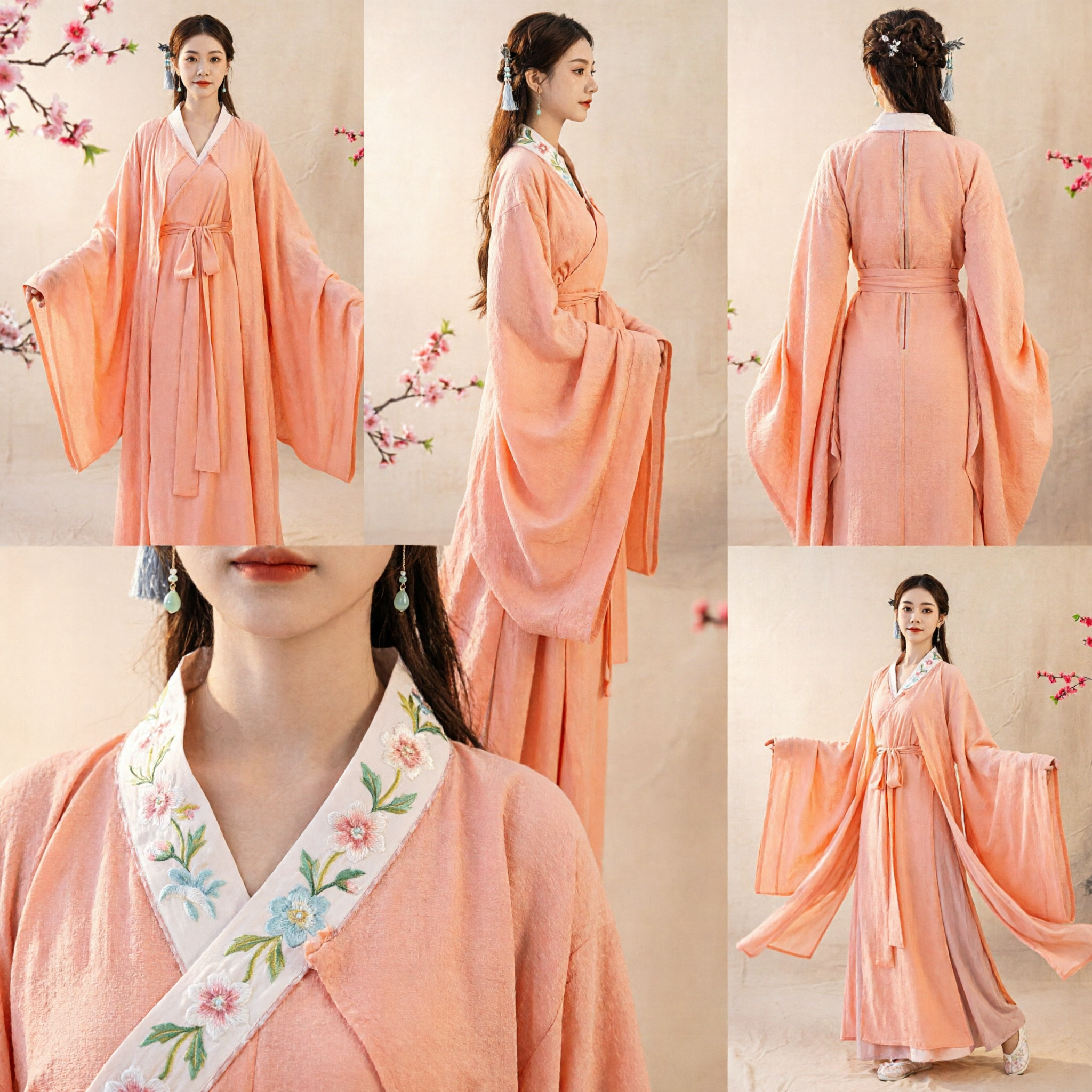 Elegant Perzik Traditioneel Chinees Hanfu Jurk Vrouwen Antiek Wei Jin Wijdmouw Gewaad Kostuum - Asian Costume