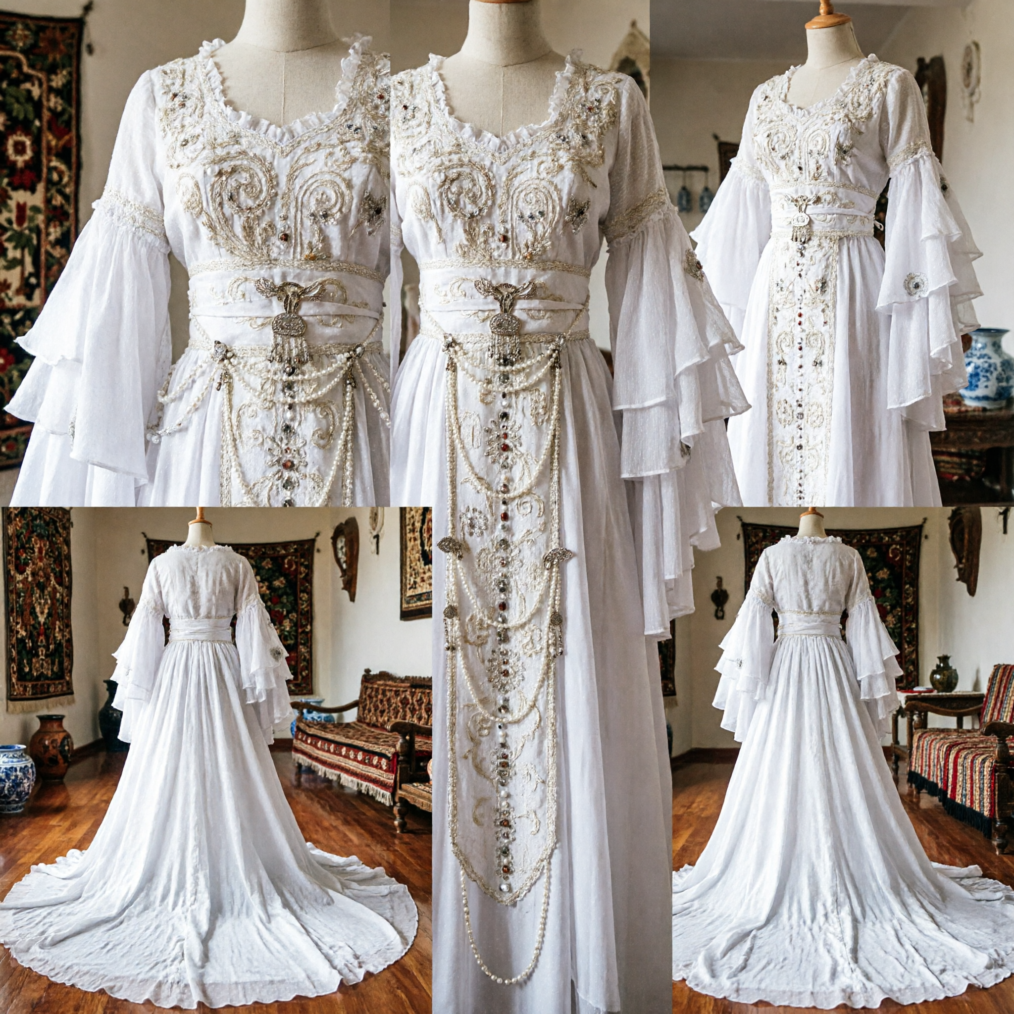 優雅な白の中国伝統漢服 仙女衣装 古代宮廷婦人衣装 女性用舞台演技・コスプレ - Asian Costume