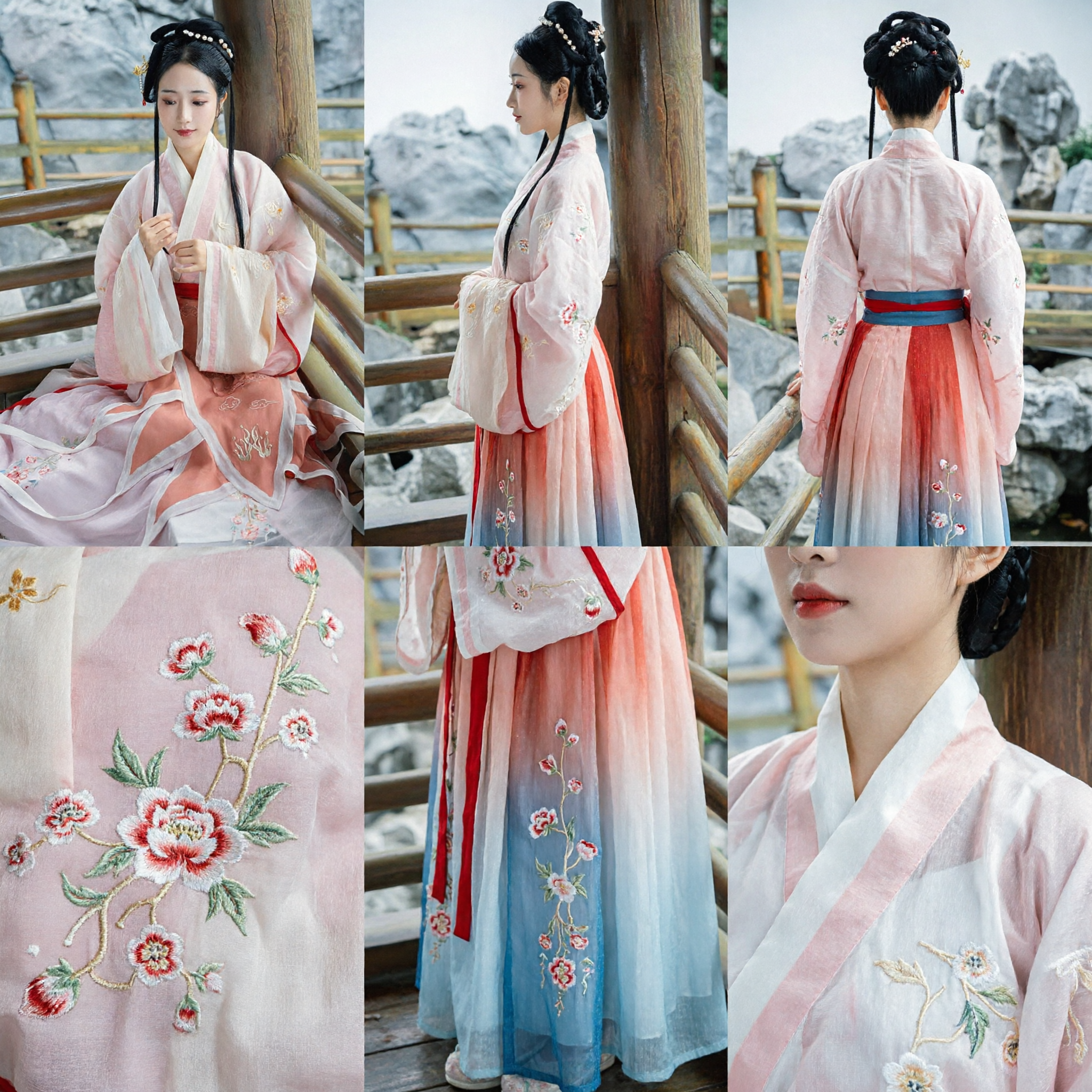 Elegantes rosafarbenes traditionelles chinesisches Hanfu-Antikkostüm besticktes Feenkleid für Frauen für Periodendramen - Asian Costume