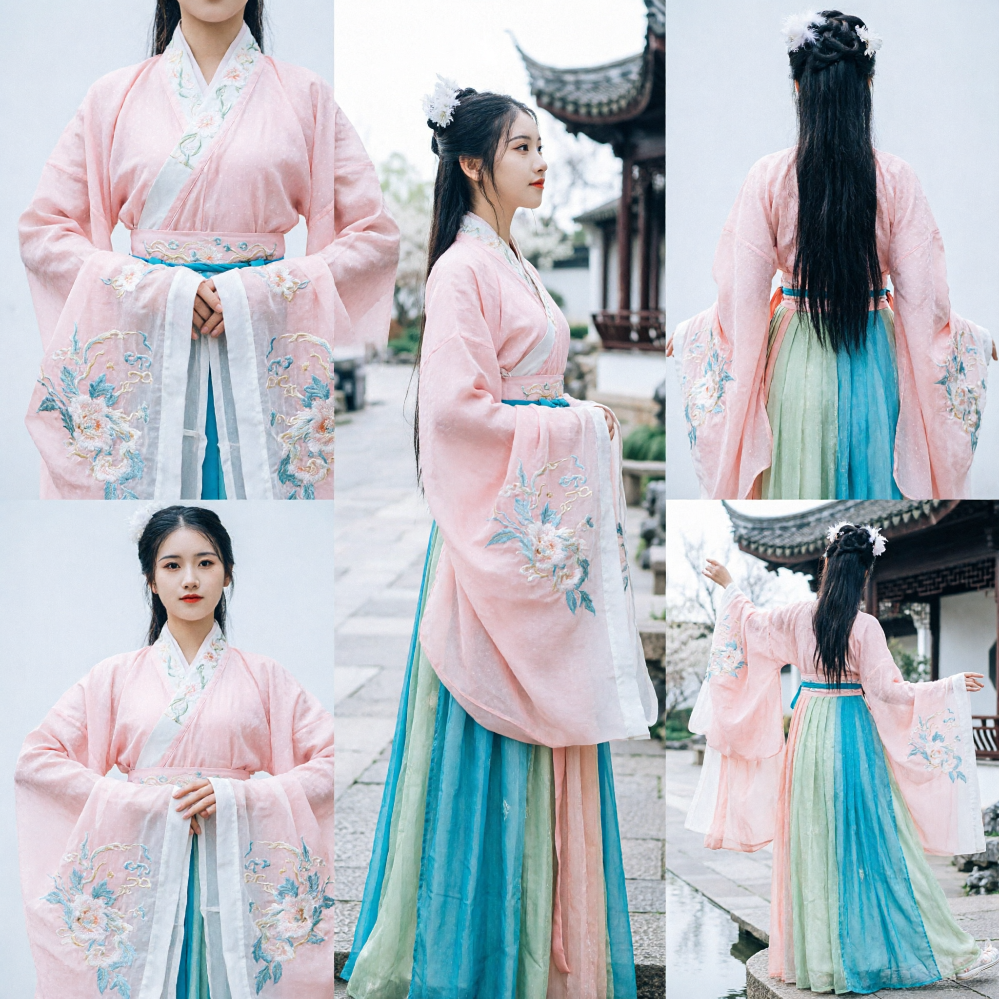 Elegant Traditioneel Chinees Hanfu Roze Feejurk met Vlindermouwen en Verlopende Rok voor Vrouwen Optreden - Asian Costume