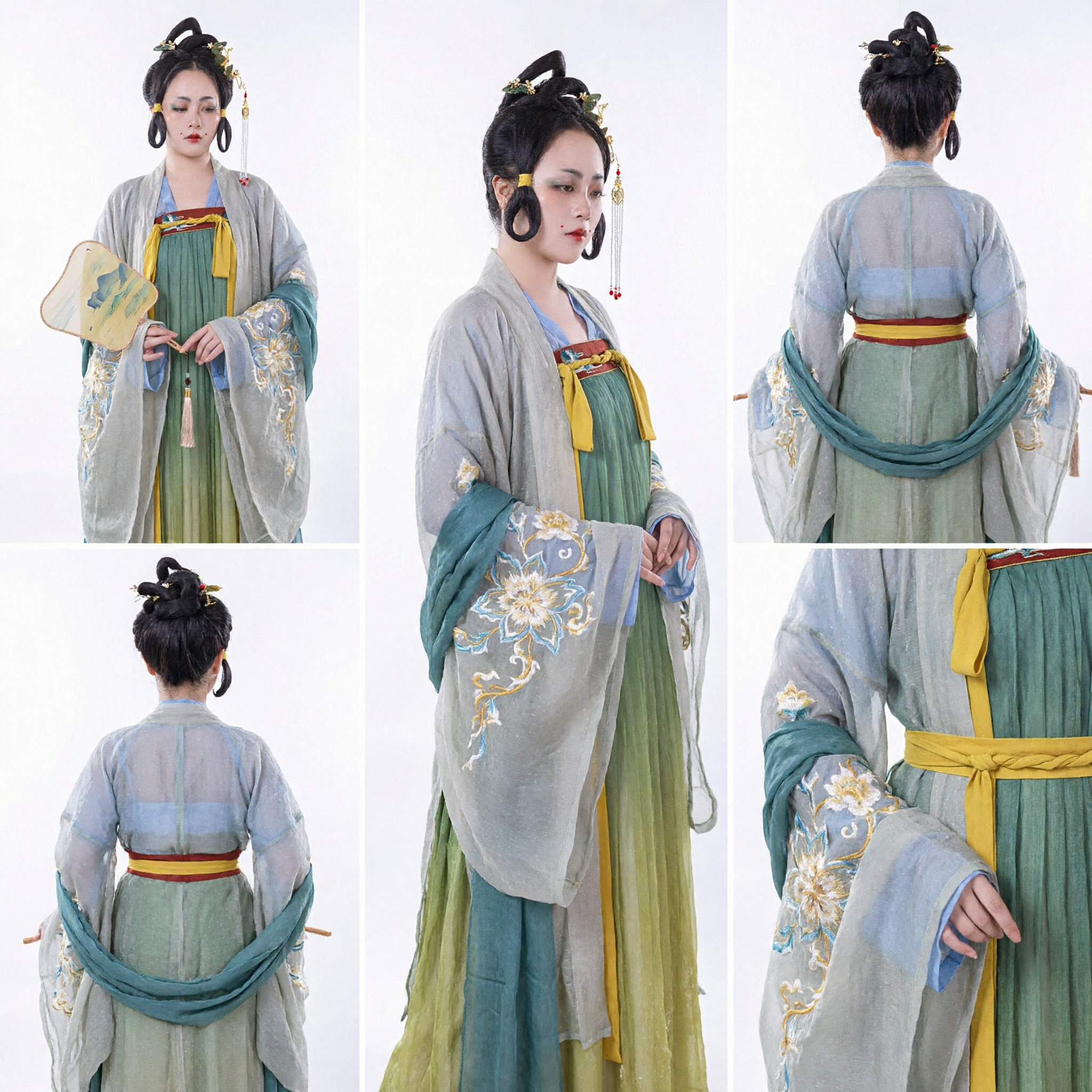 Traje Hanfu tradicional de la dinastía Tang, vestido antiguo de dama de palacio, conjunto de falda verde degradado para mujeres, cosplay - Asian Costume