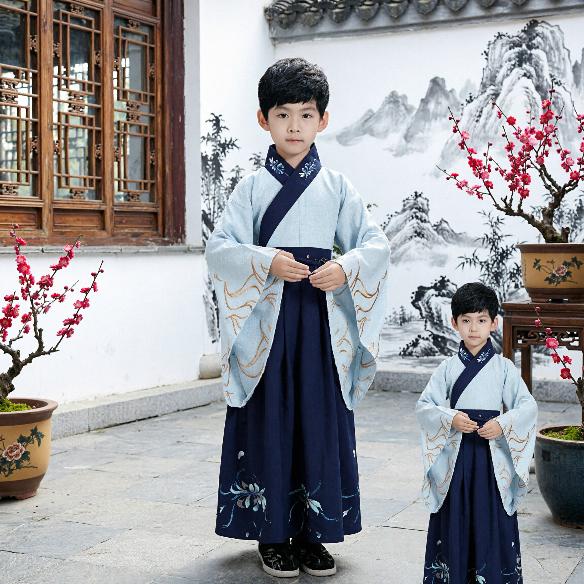 Costume Hanfu chinois traditionnel pour garçons enfants, robe brodée d'érudit ancien pour spectacle et cosplay - Asian Costume