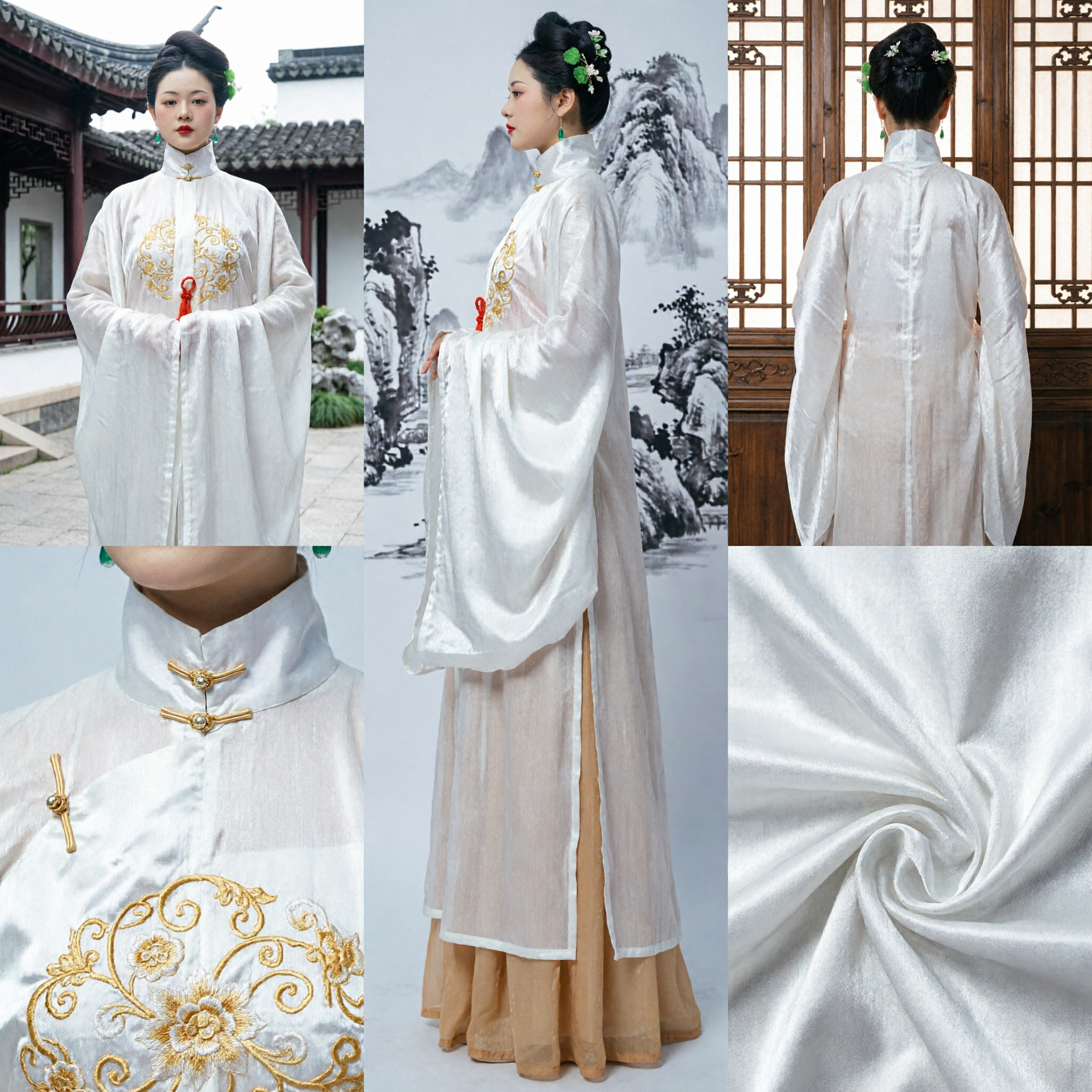 Traje Hanfu Tradicional de la Dinastía Ming Túnica Blanca Transparente para Fotografía y Representaciones de Mujer - Asian Costume