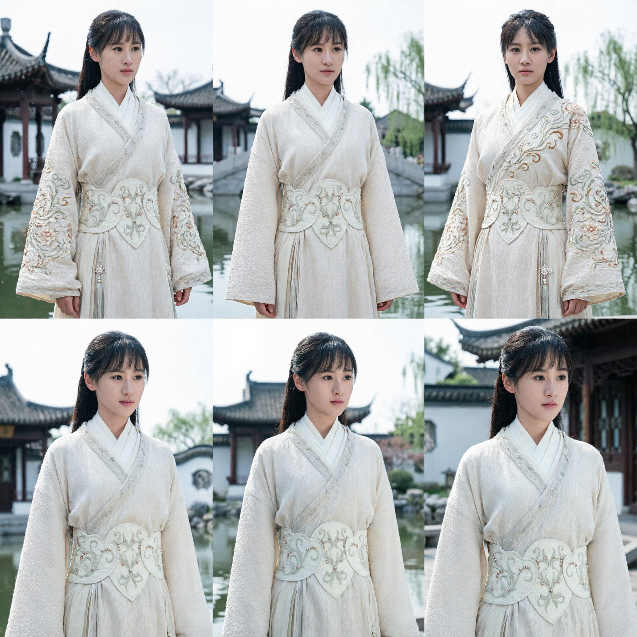 優雅な白中国漢服 古代伝統刺繍ドレス 歴史ドラマレプリカ 女性用 - Asian Costume