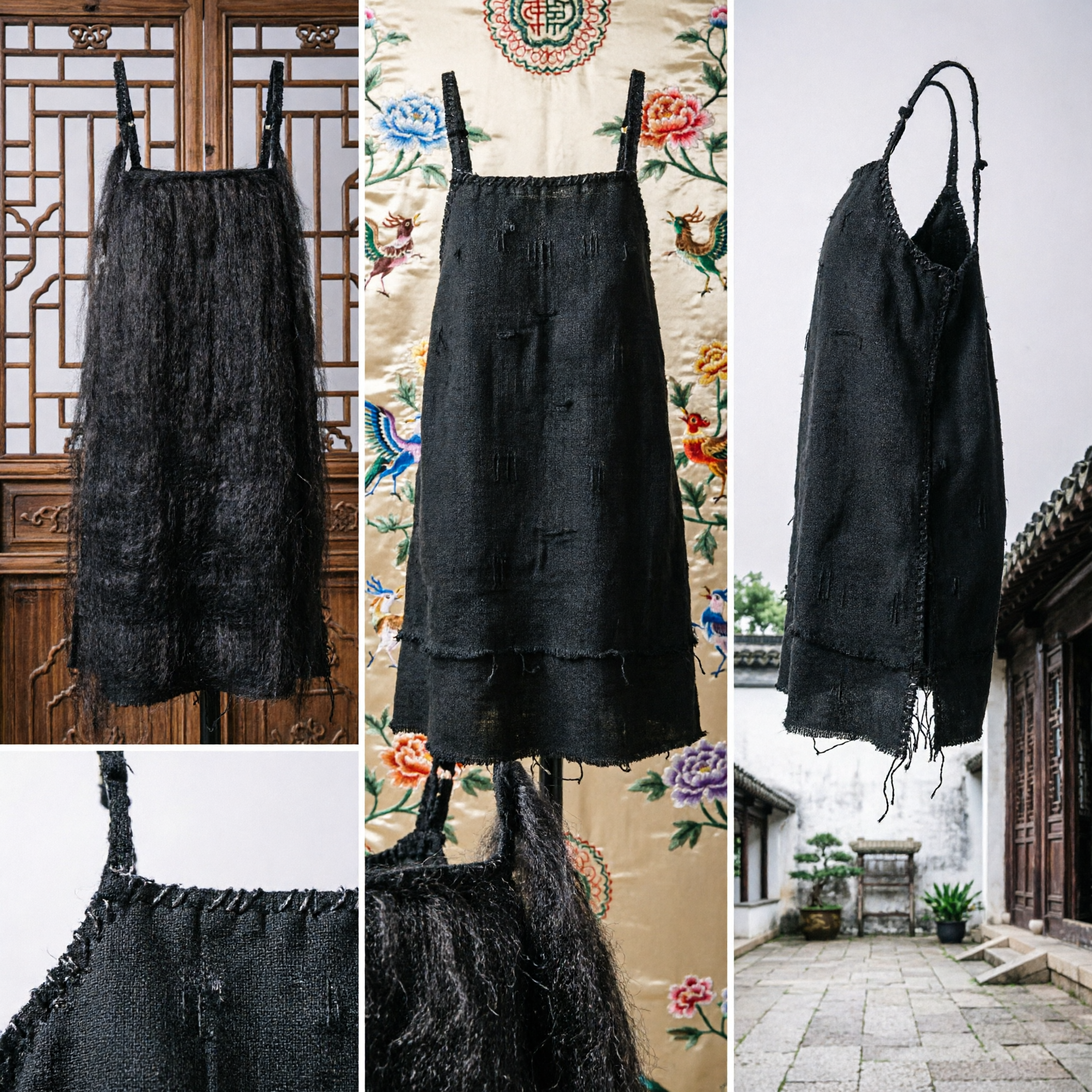 Long Black Straight Clip-in Hair Topper Extension for Women Traditional Costume and Daily Styling Needs - Asian Costume