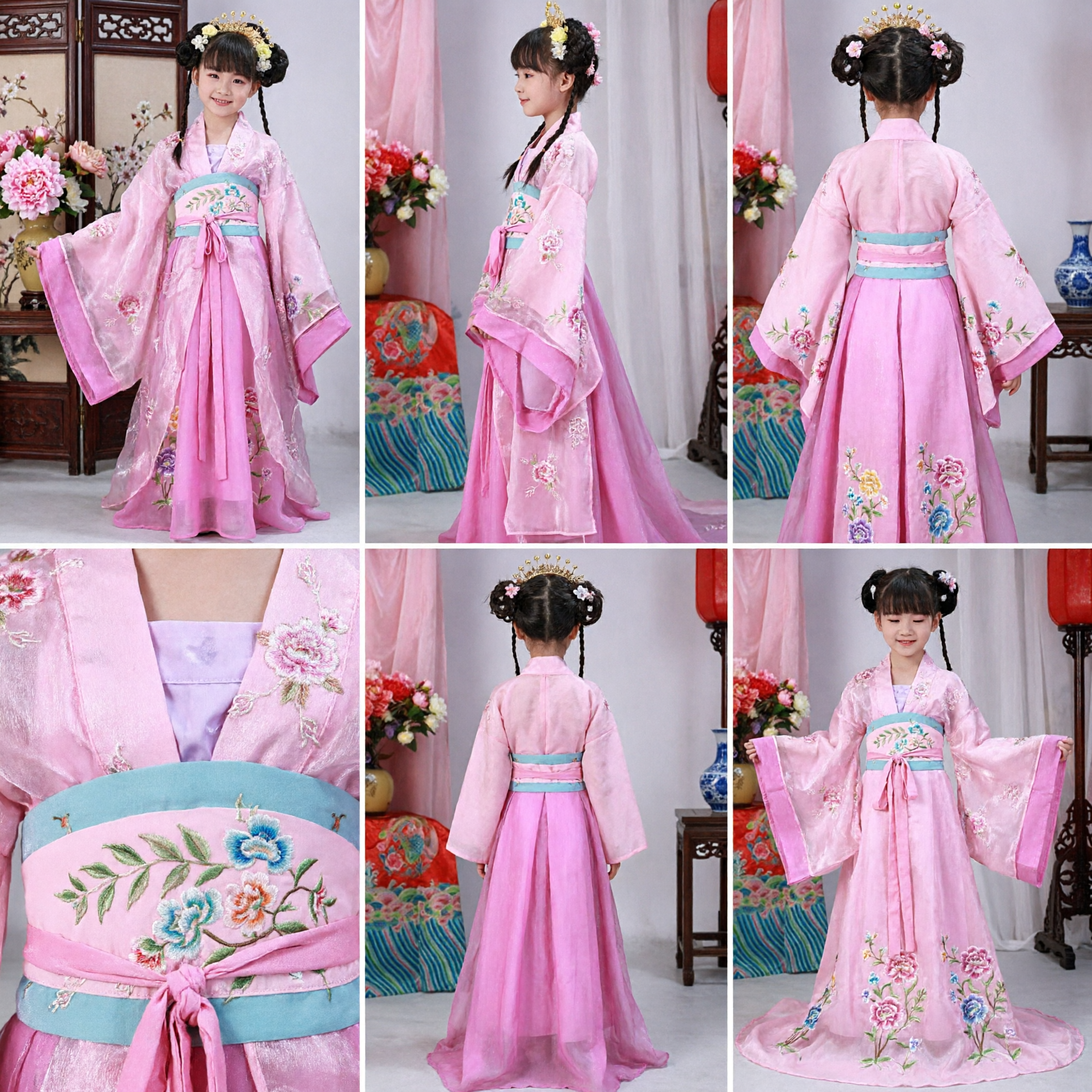 Traje Hanfu de Princesa de la Dinastía Tang China Antigua para Niñas Atuendo Rosa de Danza de Hada para Actuaciones - Asian Costume