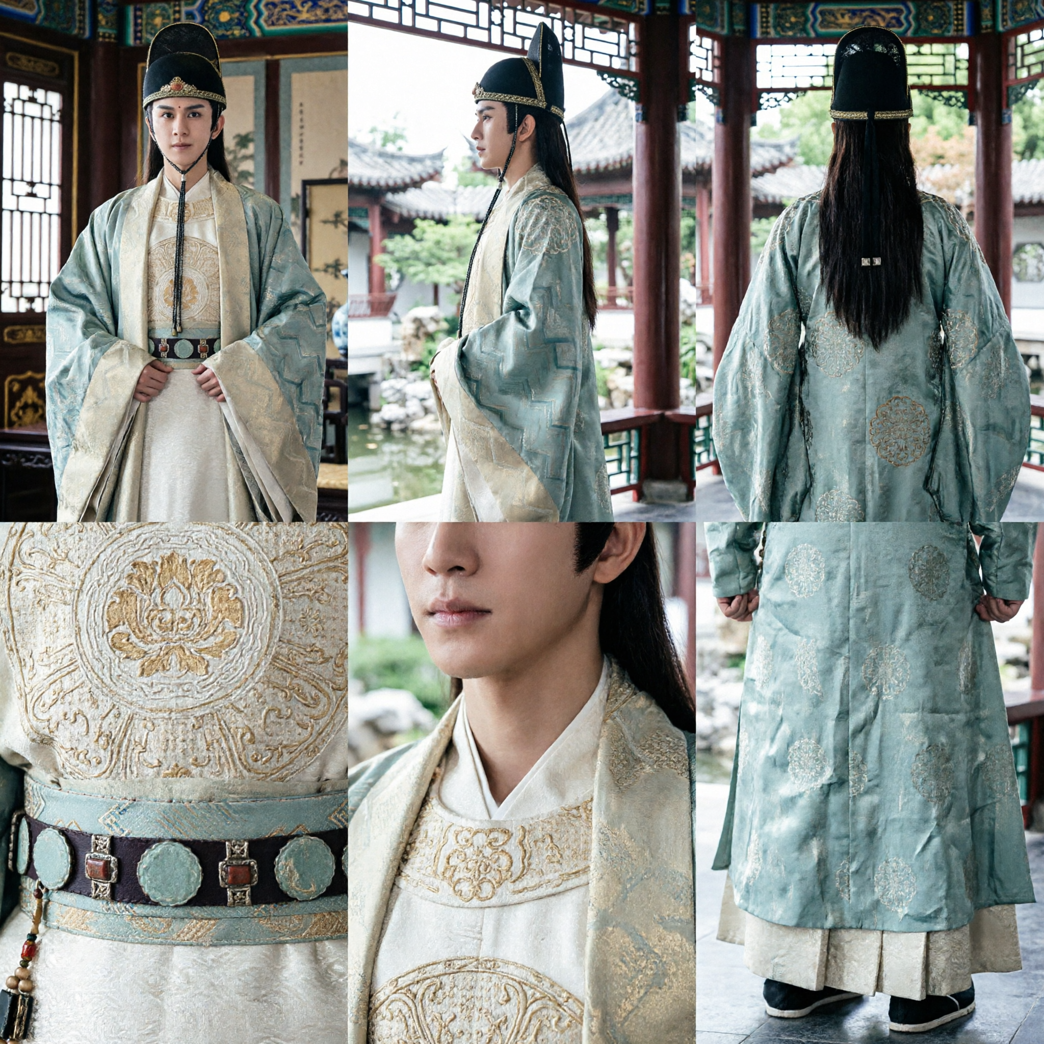 Costume Hanfu Cinese Antico per Uomini, Veste da Principe Studioso Tradizionale della Dinastia Tang con Set di Cappello - Asian Costume