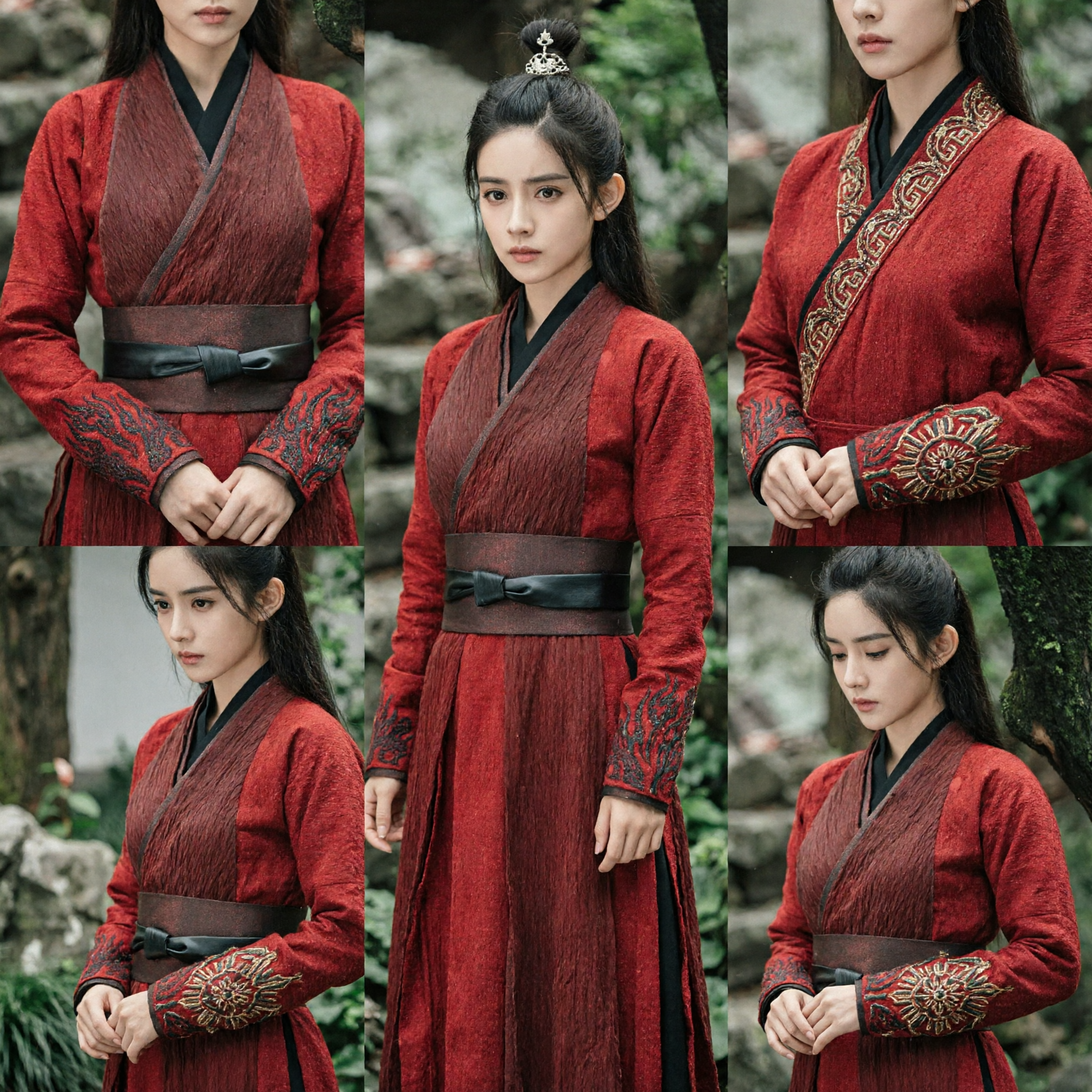 전통 중국 무협 여검객 한푸 의상 적색 고대 무사 드레스 여성 코스프레용 - Asian Costume