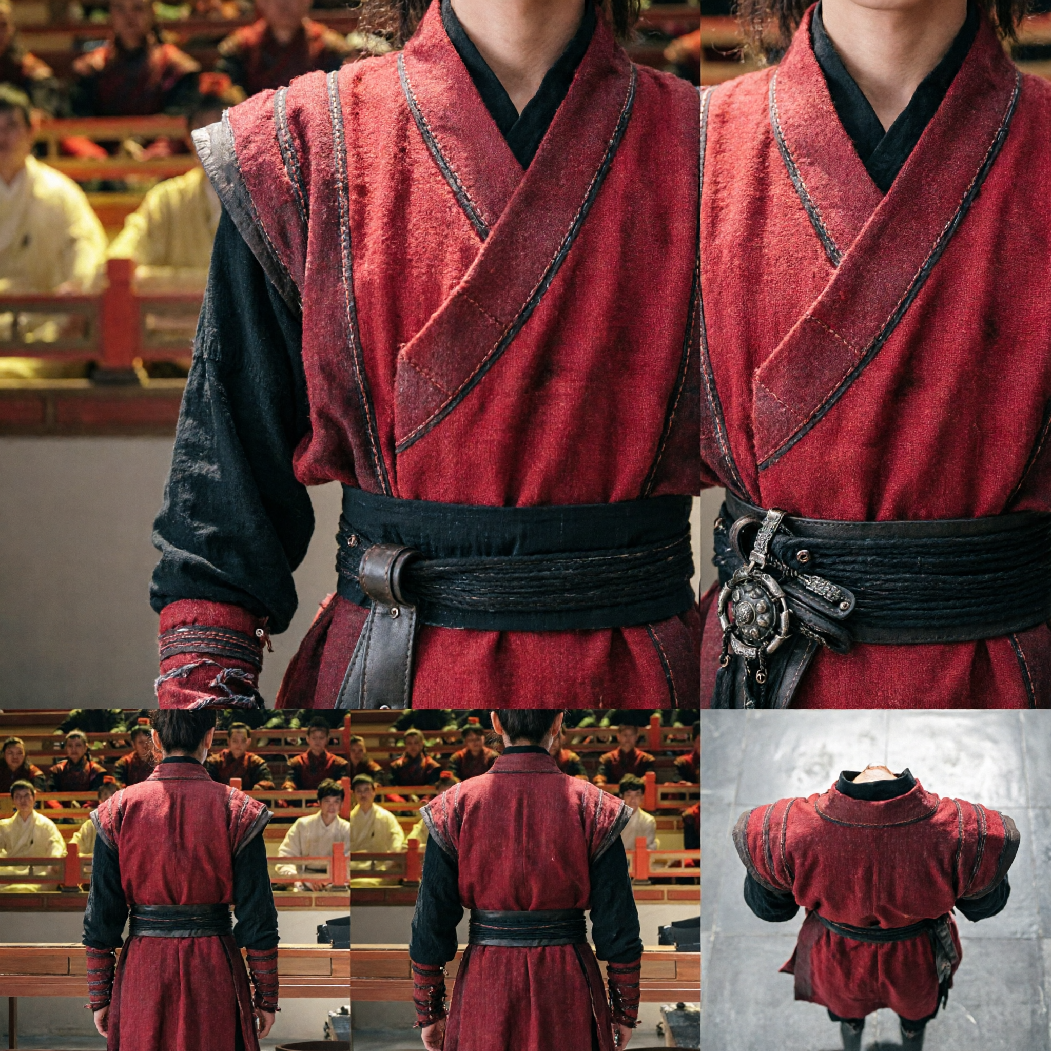 Mannen Oud Chinees Wuxia Rode Zwaardvechter Hanfu Kostuum Traditioneel Martial Arts Cosplay Outfit - Asian Costume