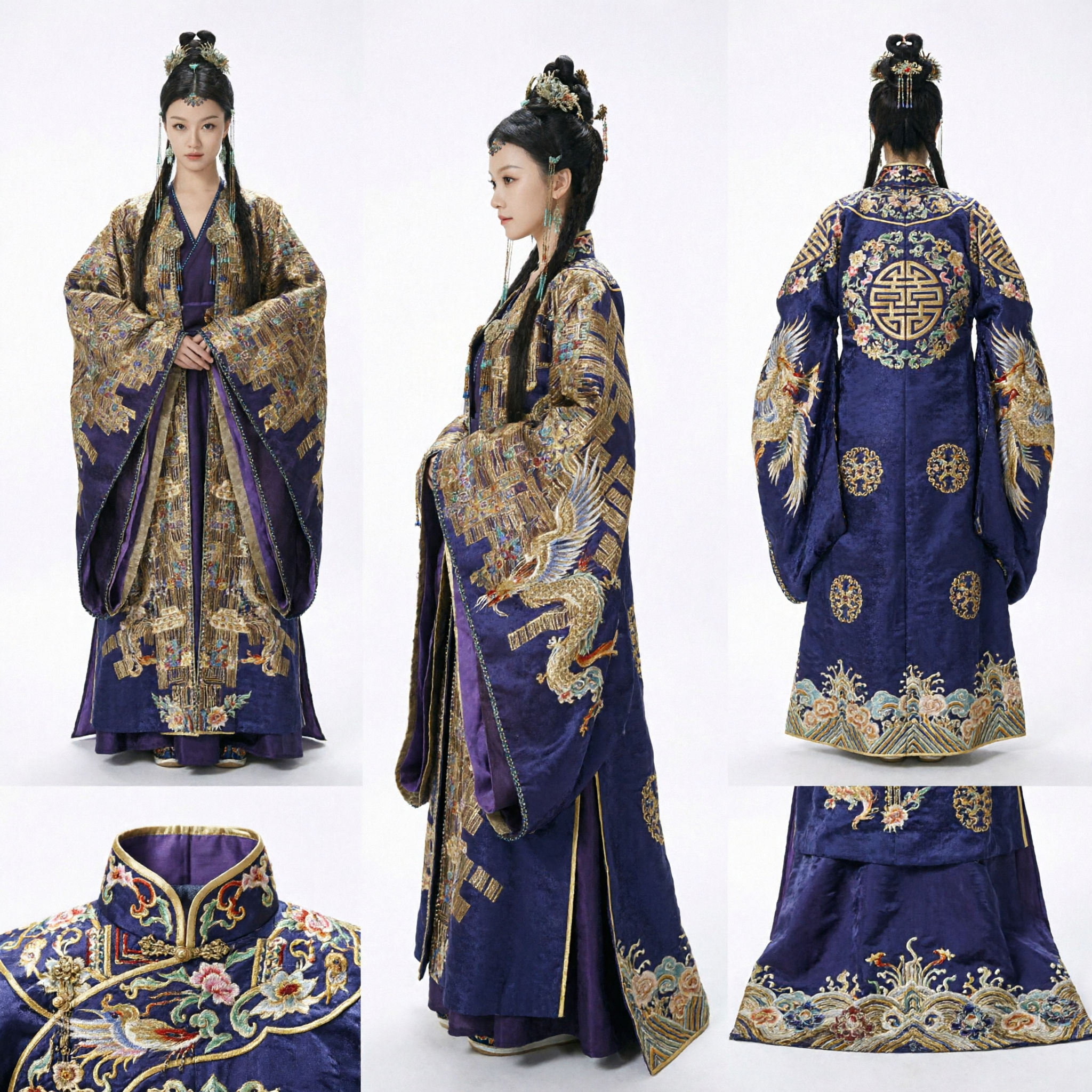 Costume Hanfu de noblesse ancienne chinoise, robe brodée violette et or, robe traditionnelle pour femmes, cosplay historique - Asian Costume