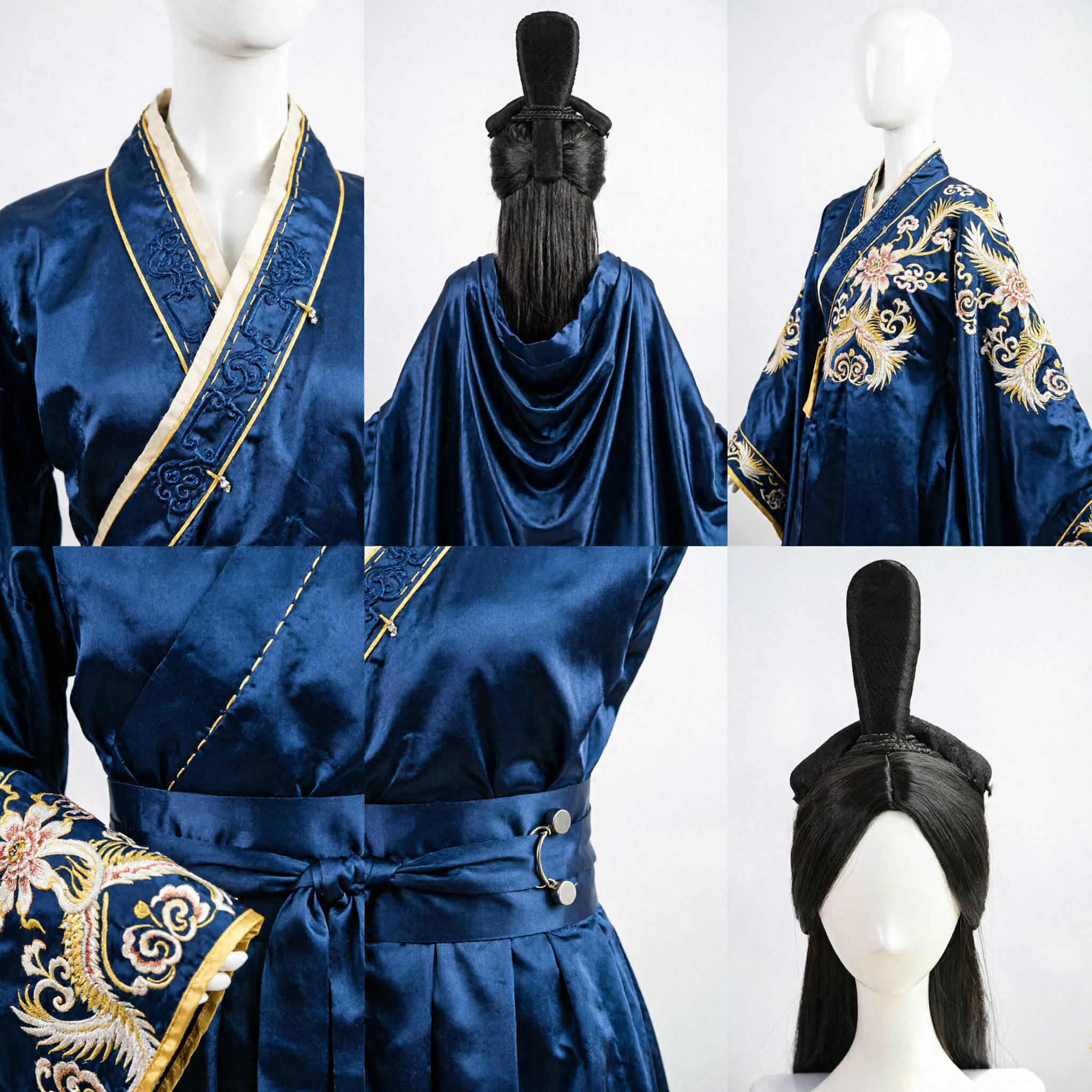 باروكة صينية تقليدية قديمة سوداء، قطعة شعر بكعكة عالية لتقمص الهانفو وزي سيدة القصر - Asian Costume