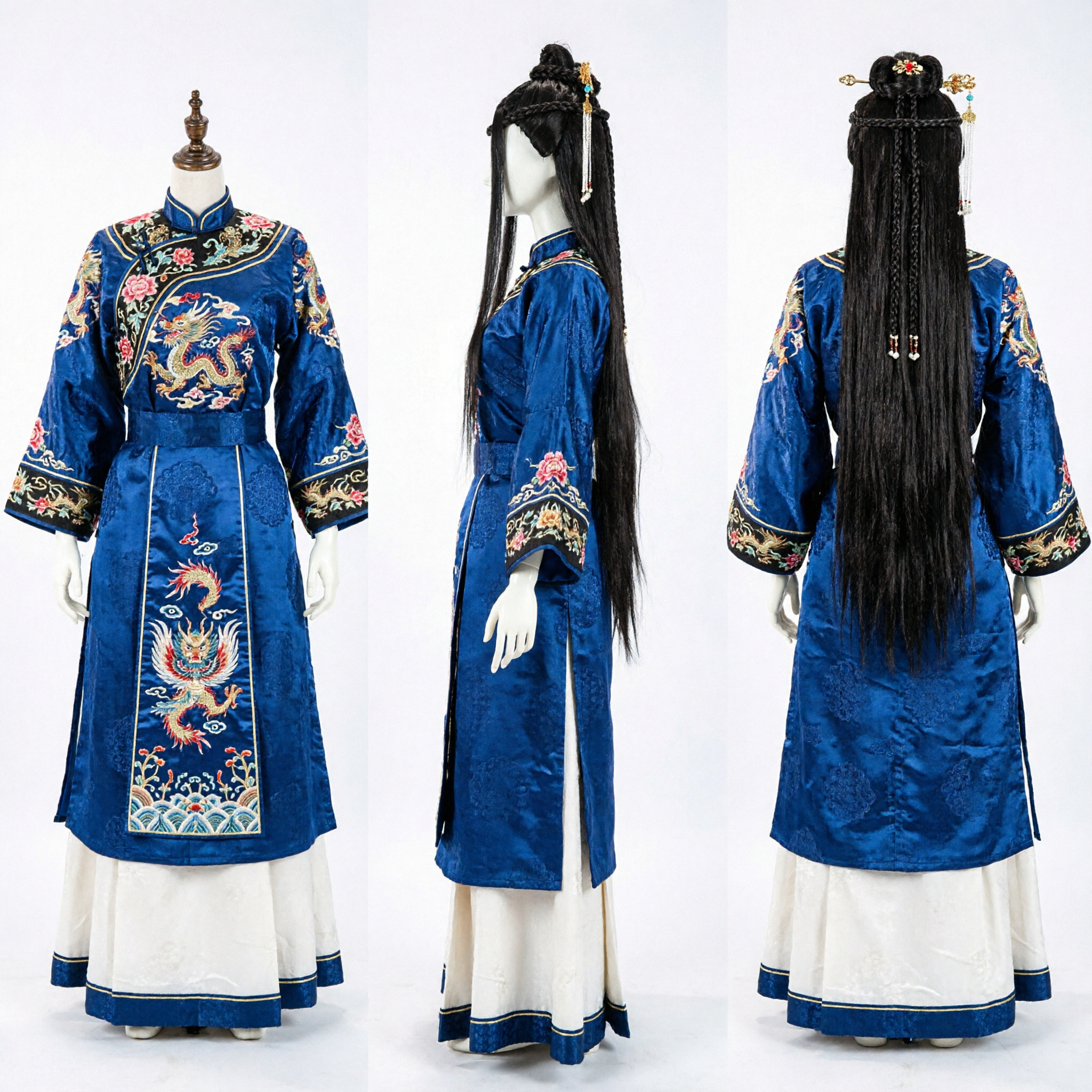 باروكة الطراز الصيني القديم التقليدية، قطعة شعر طويلة سوداء مضفرة، إكسسوار لتقمص الهانفو للبالغين - Asian Costume