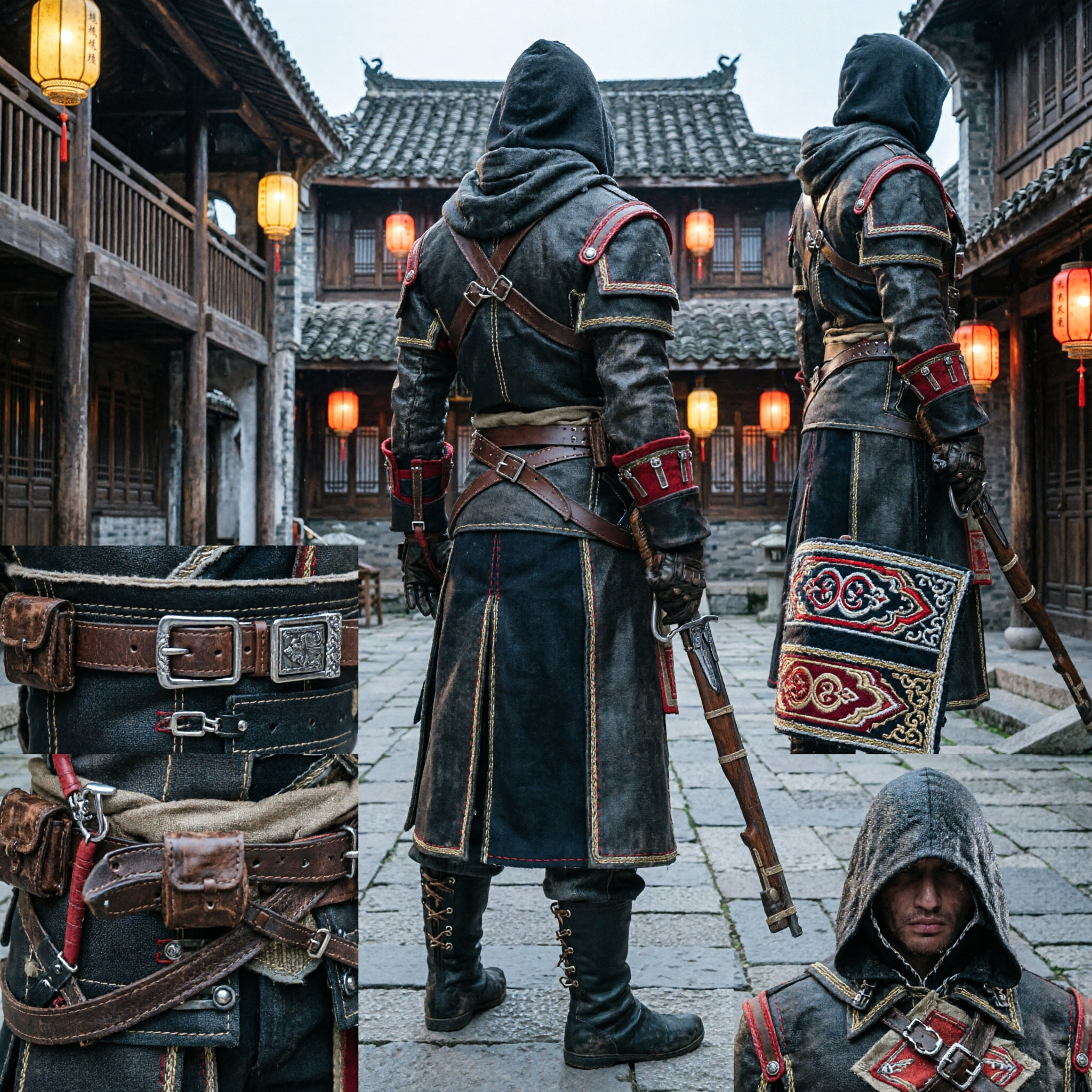 زي تقمص كامل لشاي كورماك من فرسان الهيكل من لعبة Assassin's Creed Rogue للرجال، مجموعة هالوين - Asian Costume