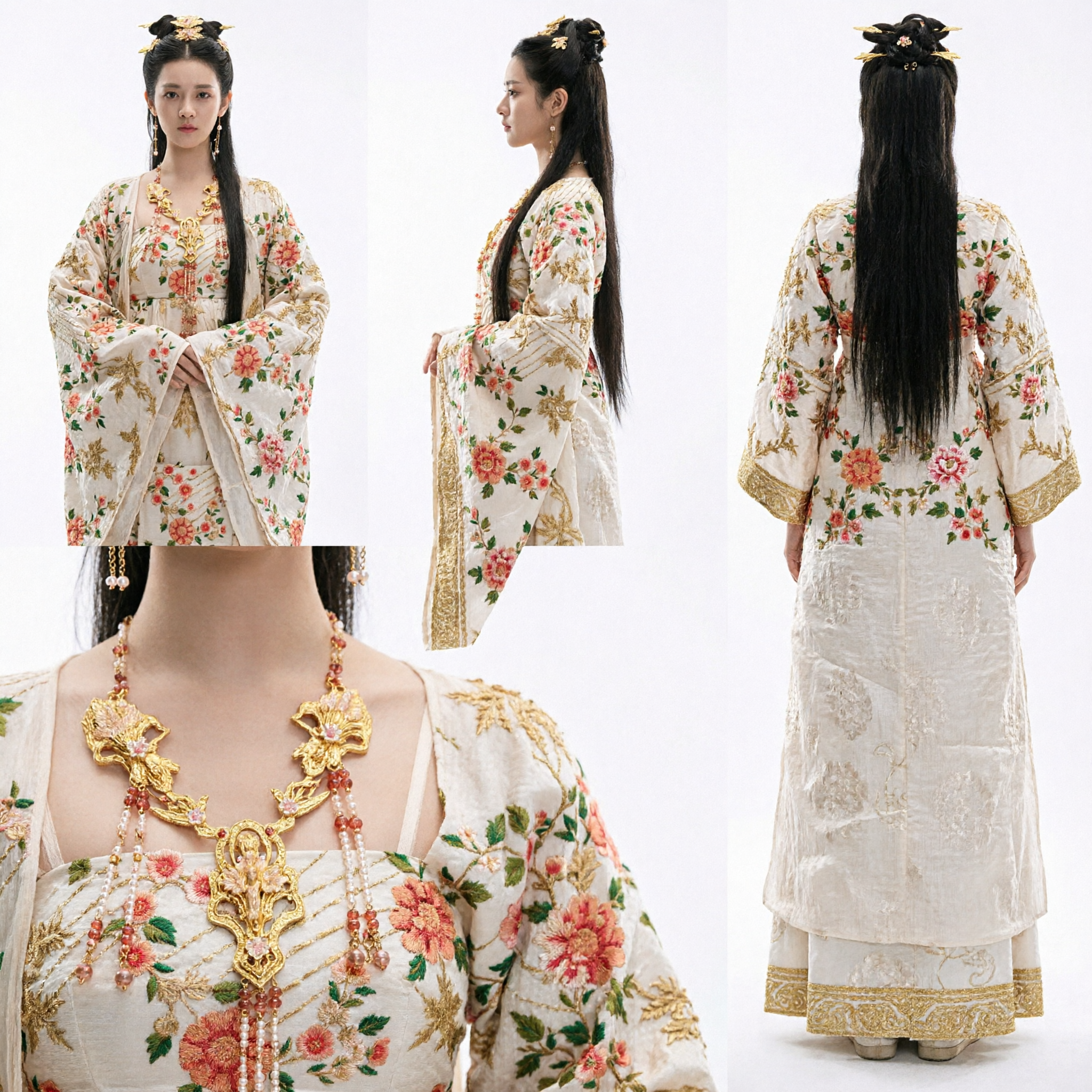 Traje Tradicional Hanfu Chino para Mujeres Vestido de Princesa Antiguo con Bordado Floral Atuendo de Cosplay para Drama Histórico - Asian Costume