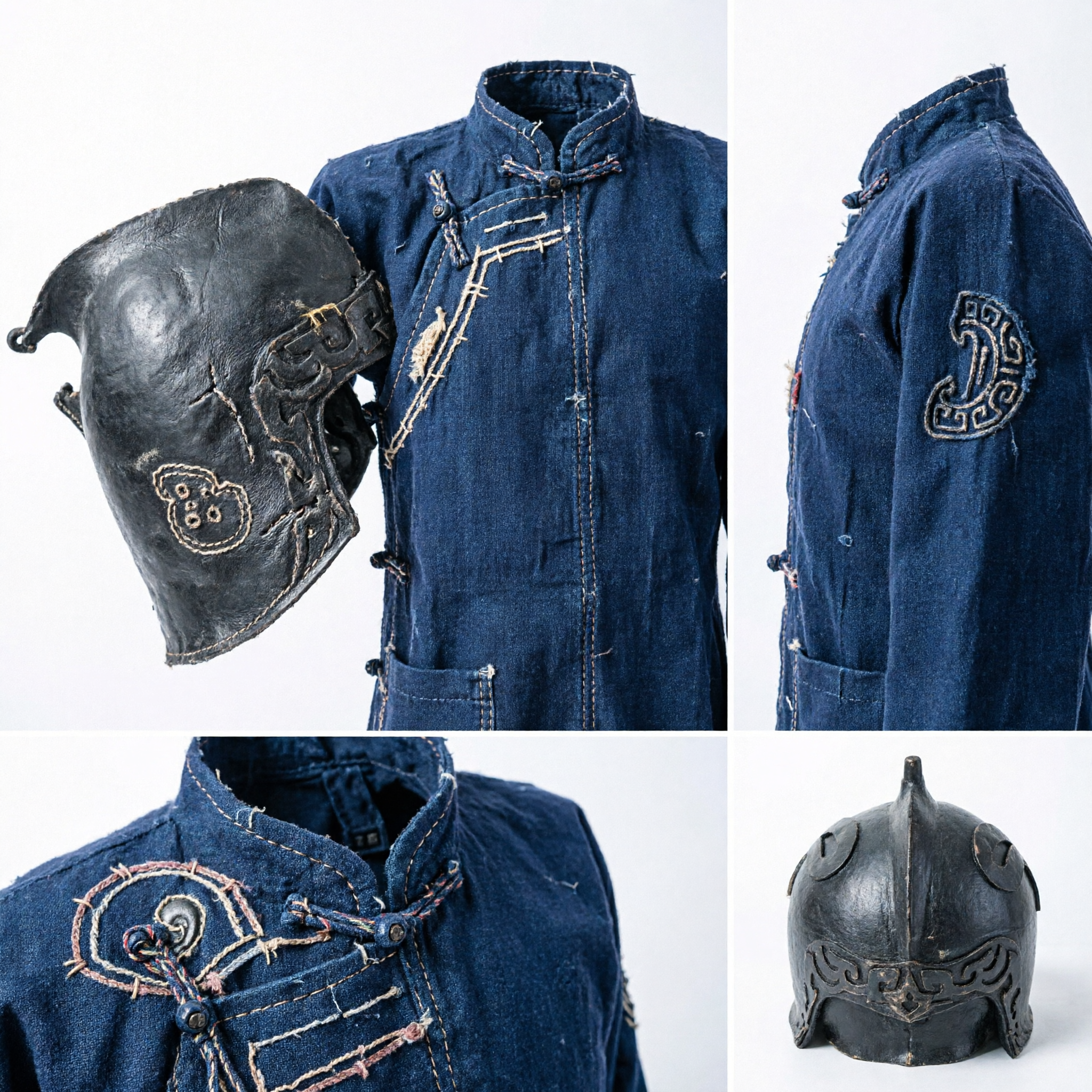 Casco de General Chino Antiguo de Cuero Negro, Pieza para la Cabeza de Armadura de Guerrero para Hombres, para Cosplay Histórico y Teatro - Asian Costume
