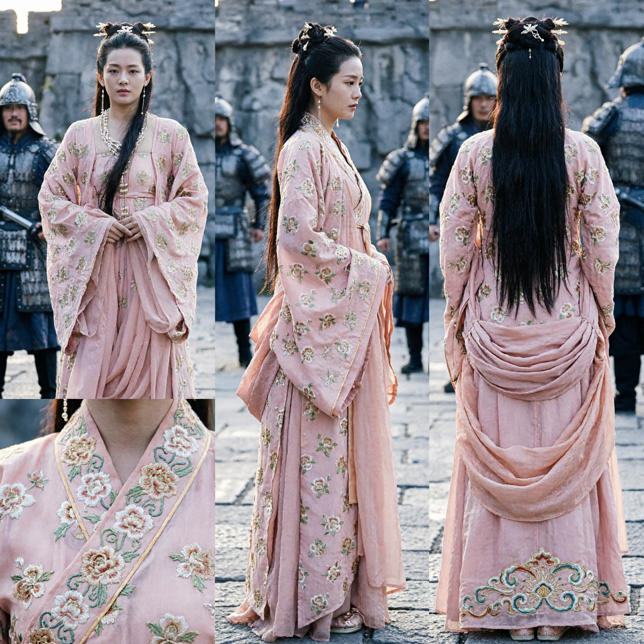 Traje de Princesa Antigua China Rosa Hanfu, Vestido Tradicional de Manga Ancha Bordado para Mujeres, para Cosplay - Asian Costume