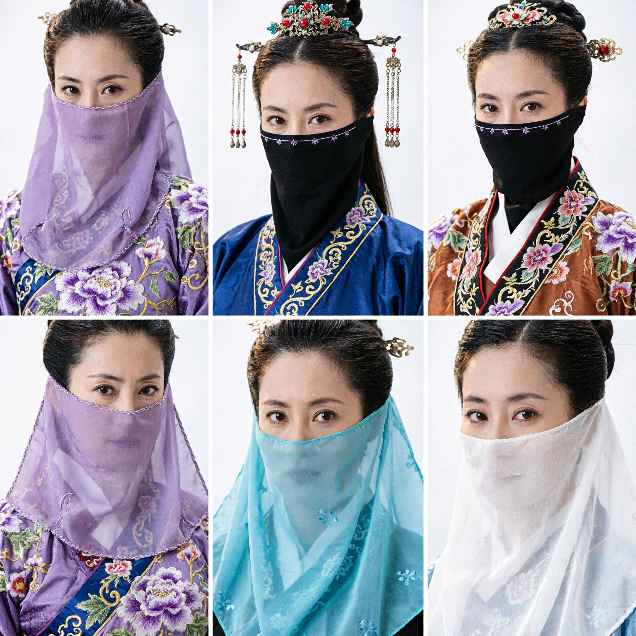 Velto e maschera per viso Hanfu antico cinese, accessori per costume tradizionale per donna, per cosplay Wuxia e drammi - Asian Costume
