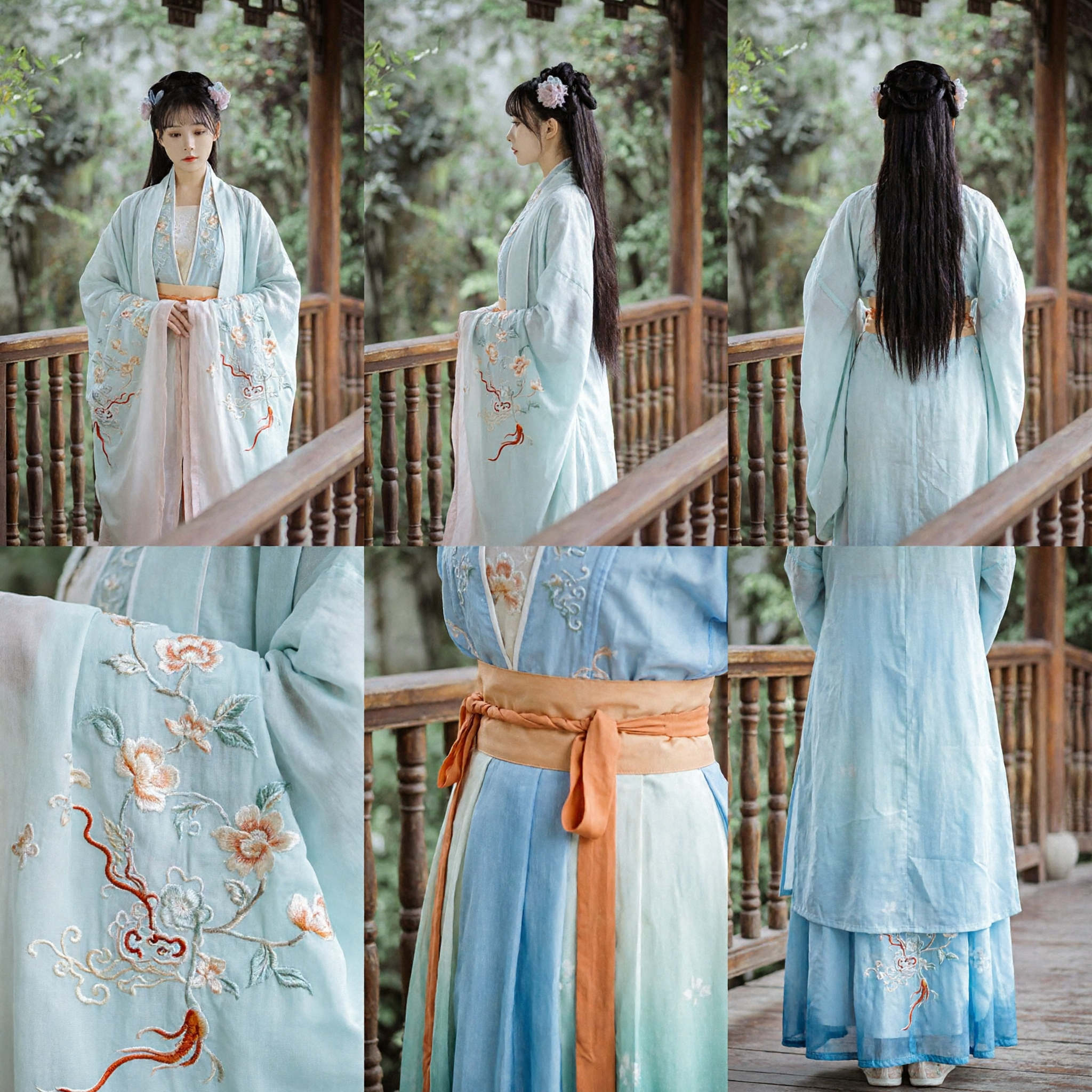 Traditionelles chinesisches Hanfu-Kostüm, antikes Feenkleid, blaues besticktes Kranich-Gewand für Frauenfotografie - Asian Costume