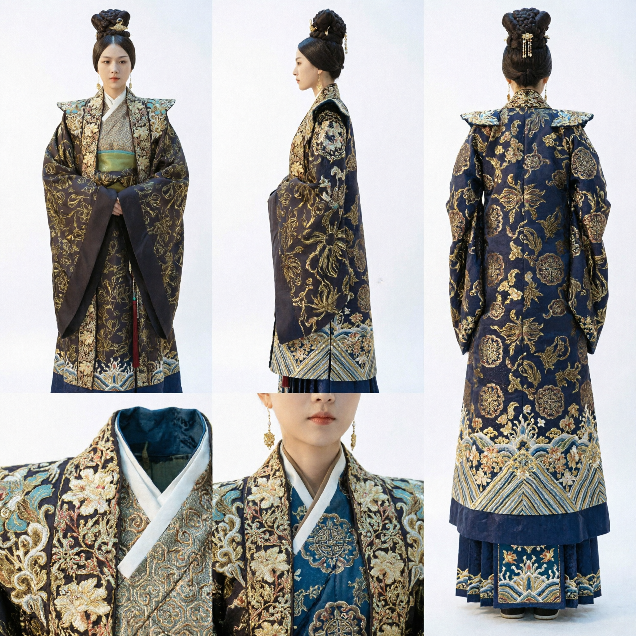 Traje de Dama de Palacio Hanfu de la Dinastía Ming Tradicional Chino, Vestido Marrón Oscuro con Bordado Dorado para Cosplay de Mujeres - Asian Costume