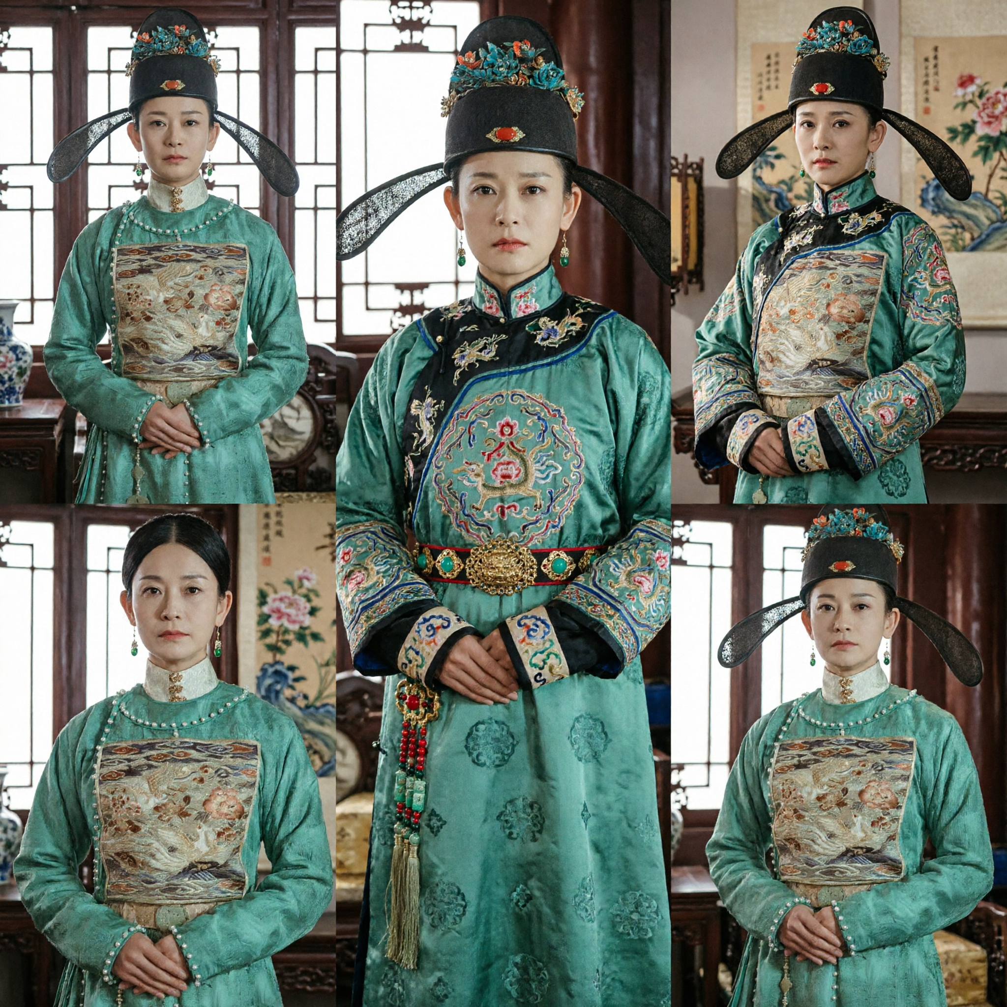 Costume traditionnel chinois de robe verte d'officiel de la dynastie Ming avec broderie de grue et chapeau pour le cosplay - Asian Costume