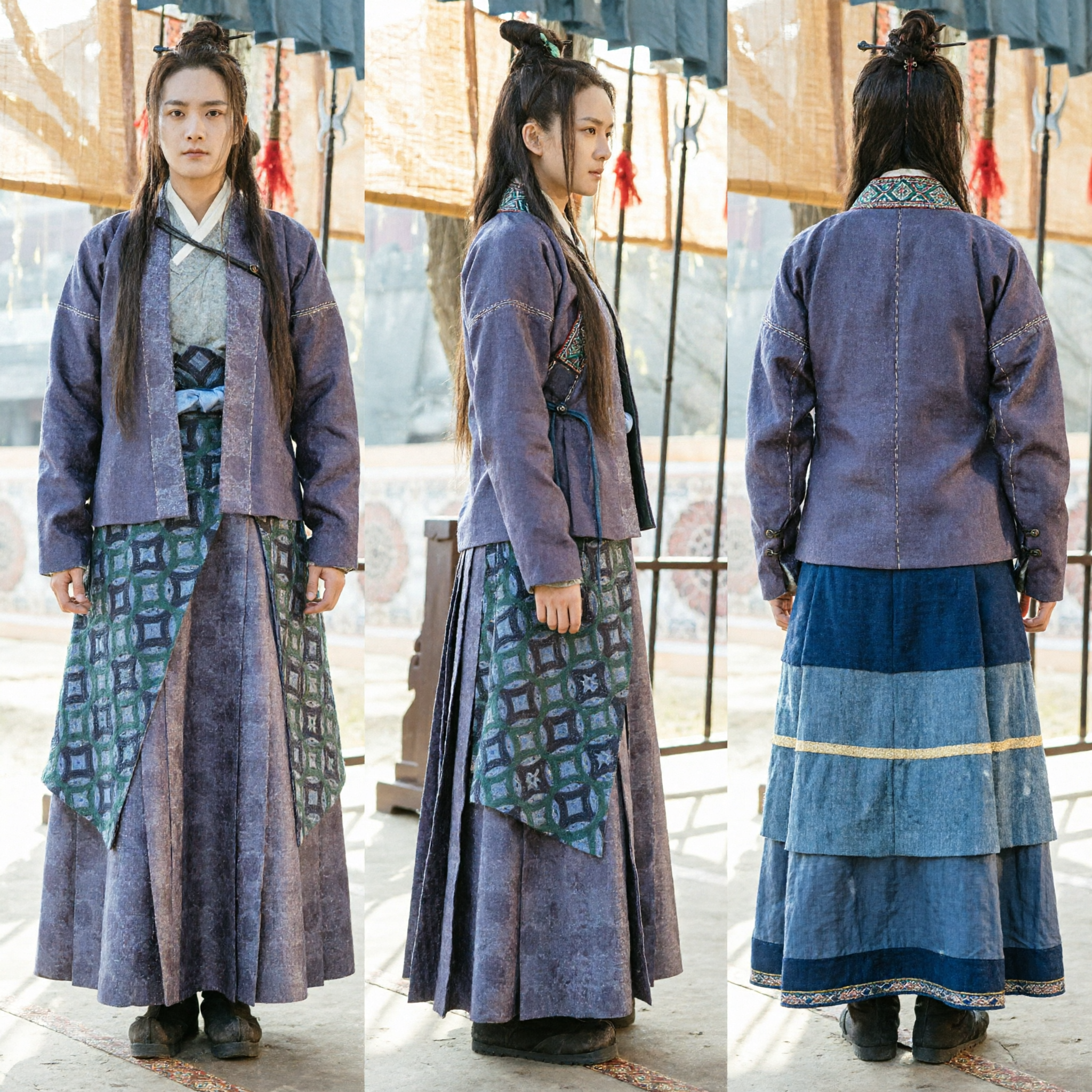 중국 고대 궁술 한푸 의상 전통 무협 무술 의상 세트 코스프레 촬영 공연용 - Asian Costume