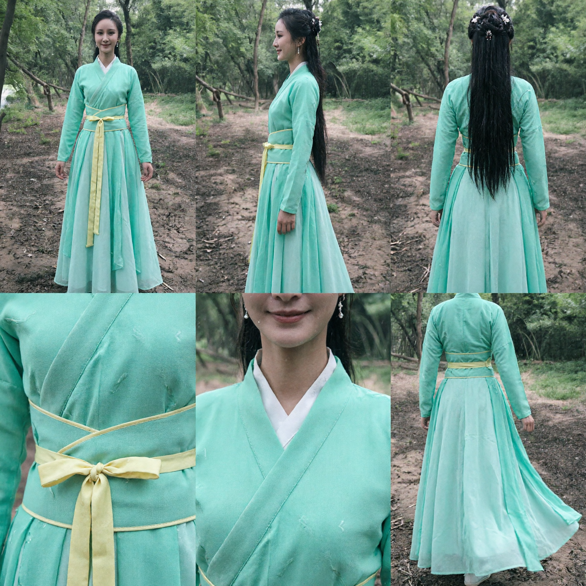 Elegancki zielony chiński Hanfu, tradycyjny starożytny kostium, historyczna suknia dla kobiet do cosplayu w dramacie okresowym - Asian Costume