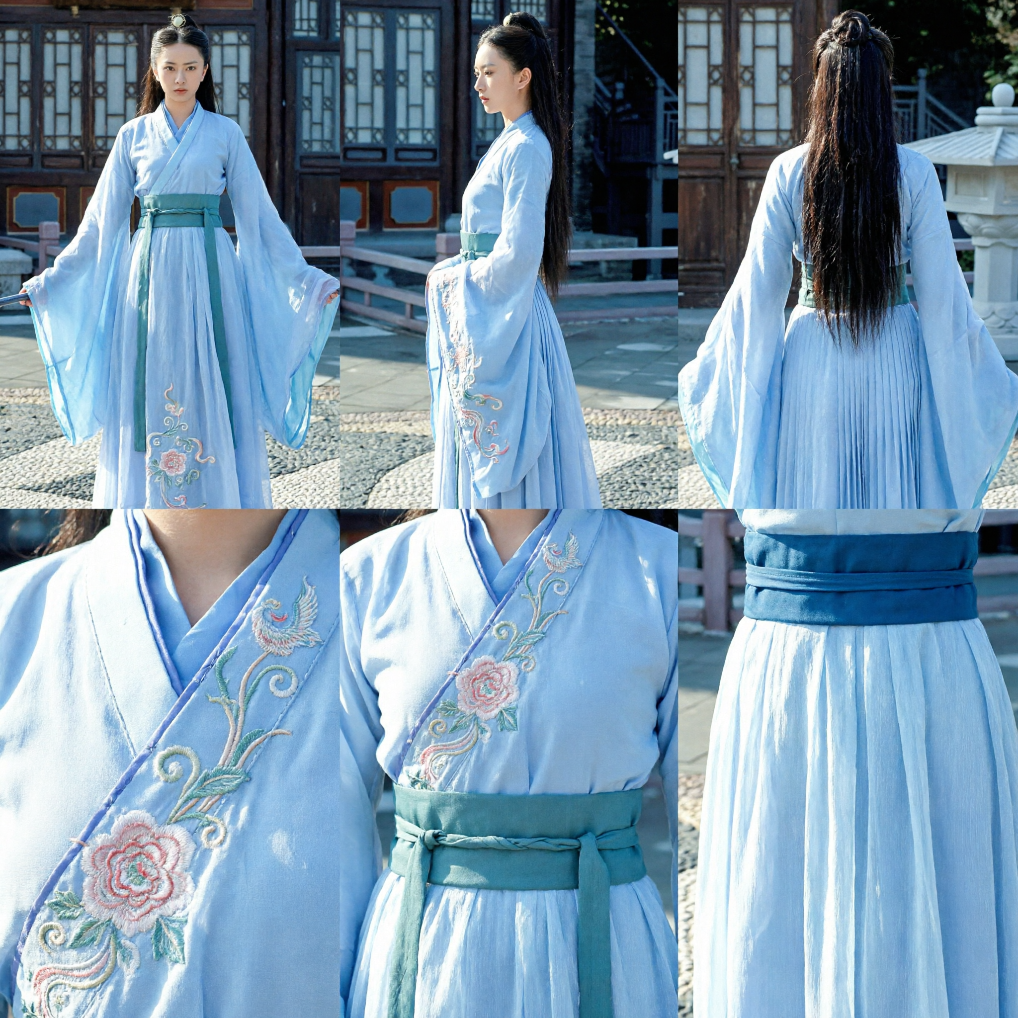 Vestido Hanfu Tradicional Chinês, Traje de Fada Wuxia Antigo, Robe Azul Claro Elegante para Cosplay Feminino - Asian Costume