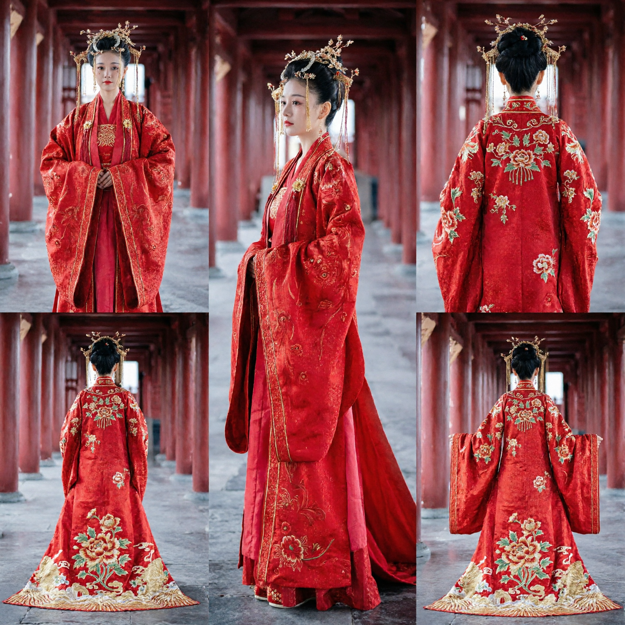 Robe de mariée Hanfu rouge traditionnelle chinoise, costume brodé de noble dame du palais ancien, ensemble complet pour femmes - Asian Costume