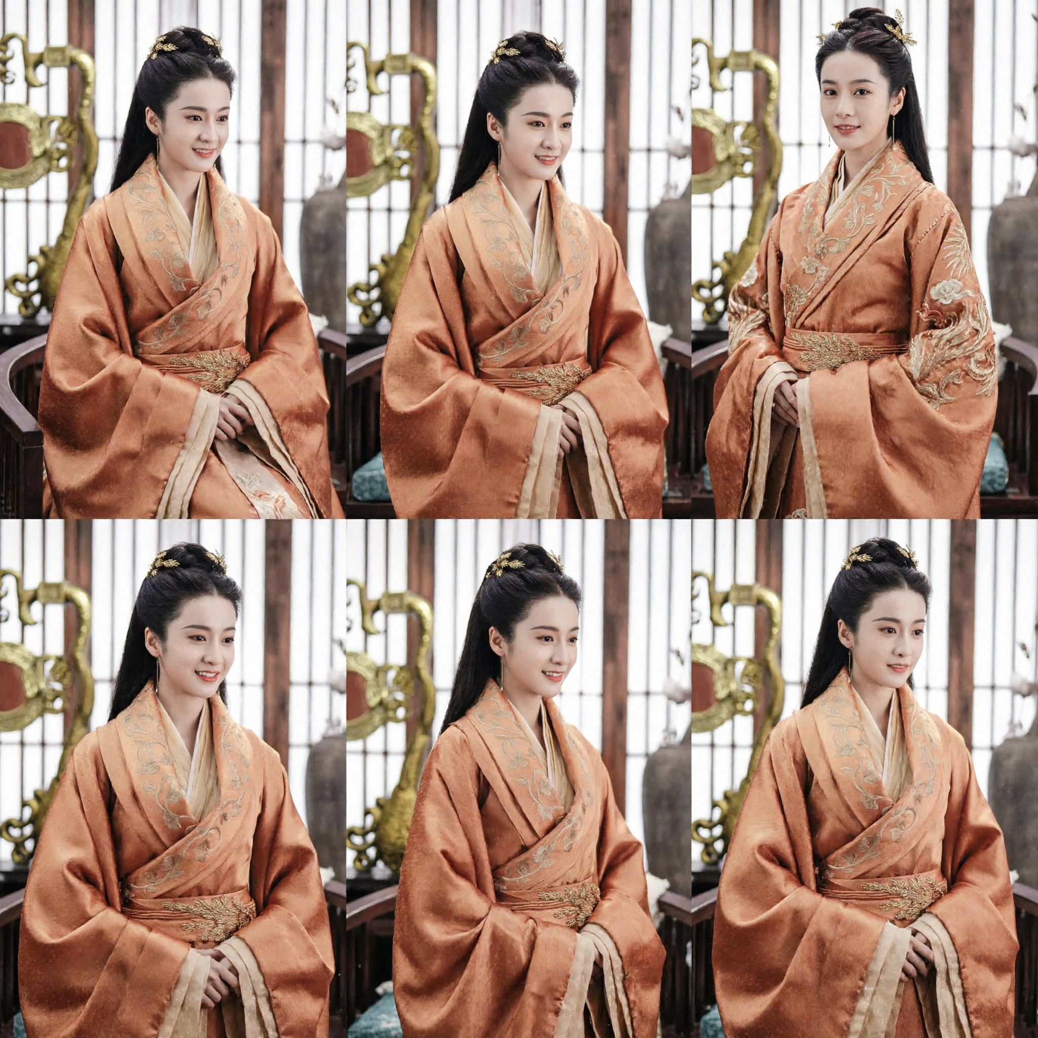 Costume Hanfu de princesse ancienne chinoise robe en soie orange avec broderie dorée pour femmes cosplay - Asian Costume