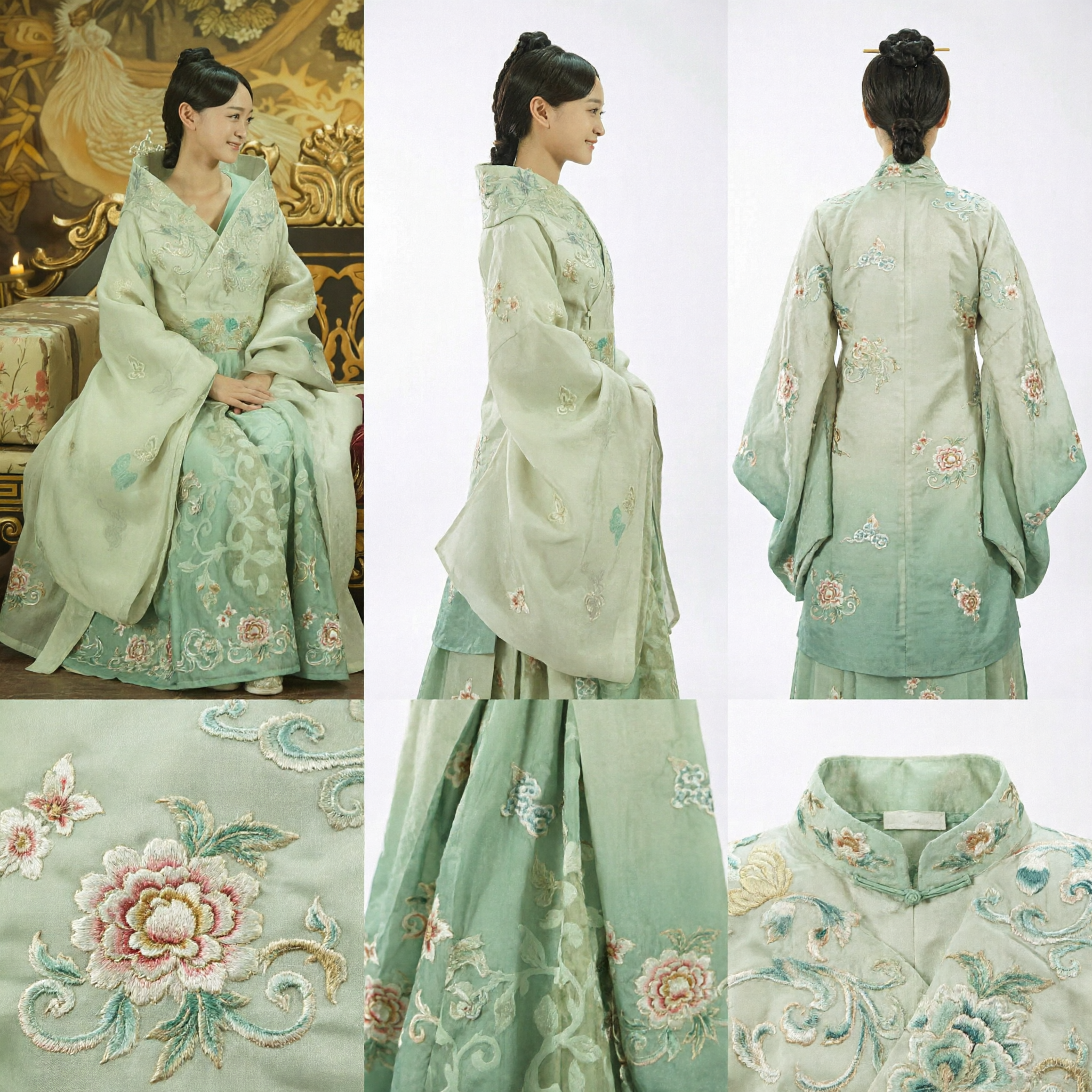 Traditionelles chinesisches Hanfu-Kostüm grünes besticktes antikes Prinzessinnenkleid für Frauen Historisches Cosplay-Aufführung - Asian Costume