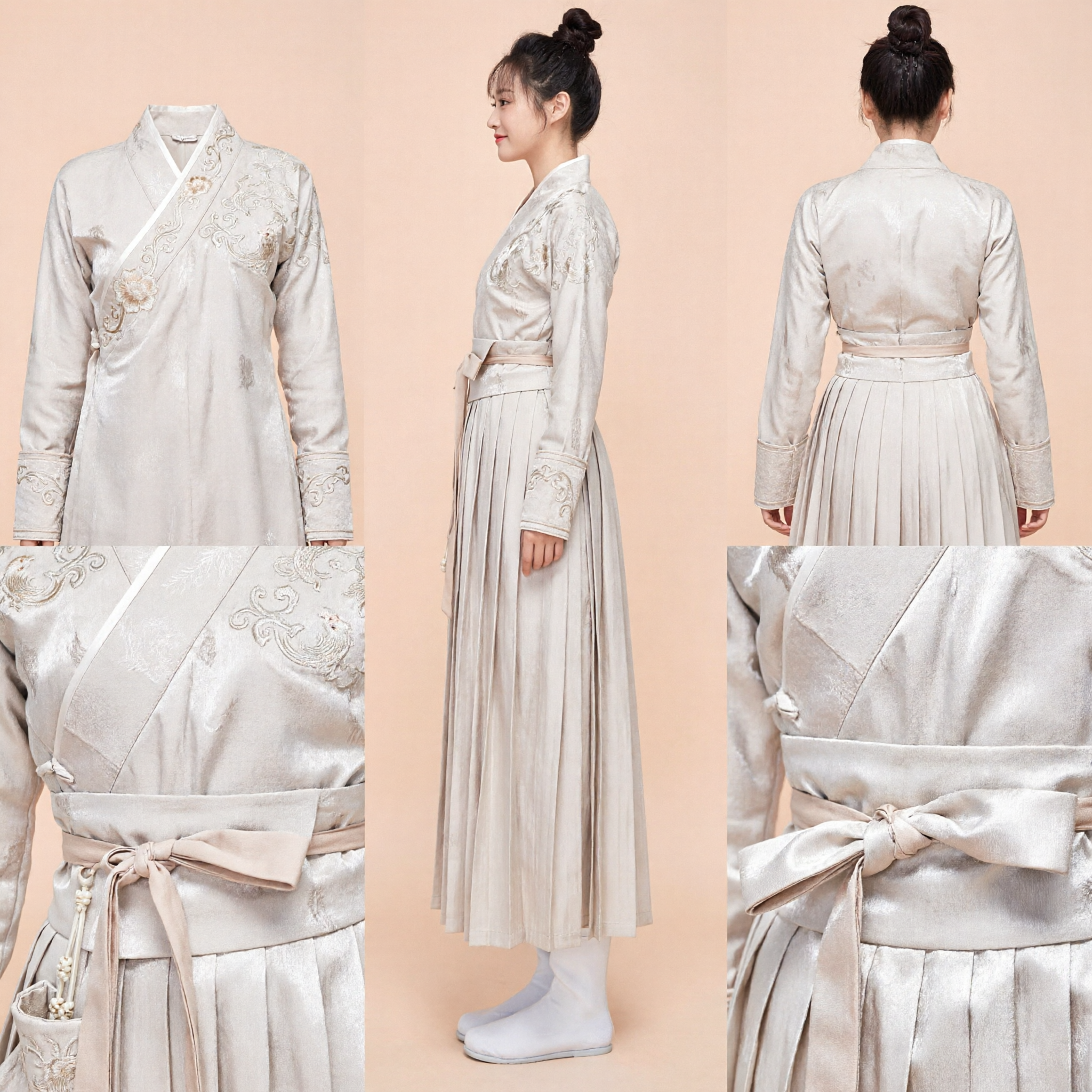 Costume Hanfu traditionnel chinois pour femmes - Tenue ancienne d'épéiste Wuxia - Robe d'arts martiaux à col croisé - Asian Costume