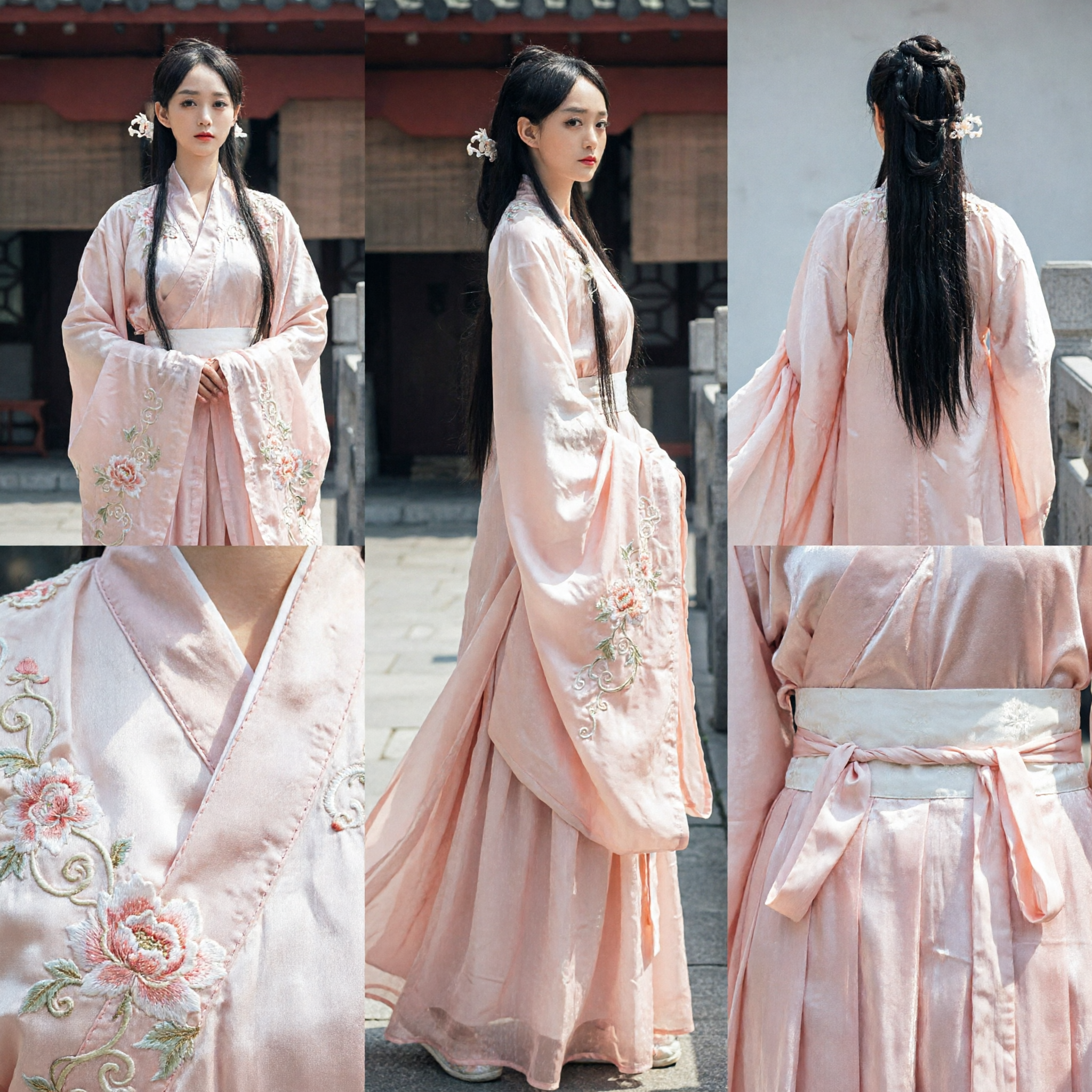 Elegante Hanfu Cinese Rosa Costume Tradizionale, Antico Abito da Fata per Donne Cosplay e Fotografia per Drammi d'Epoca - Asian Costume